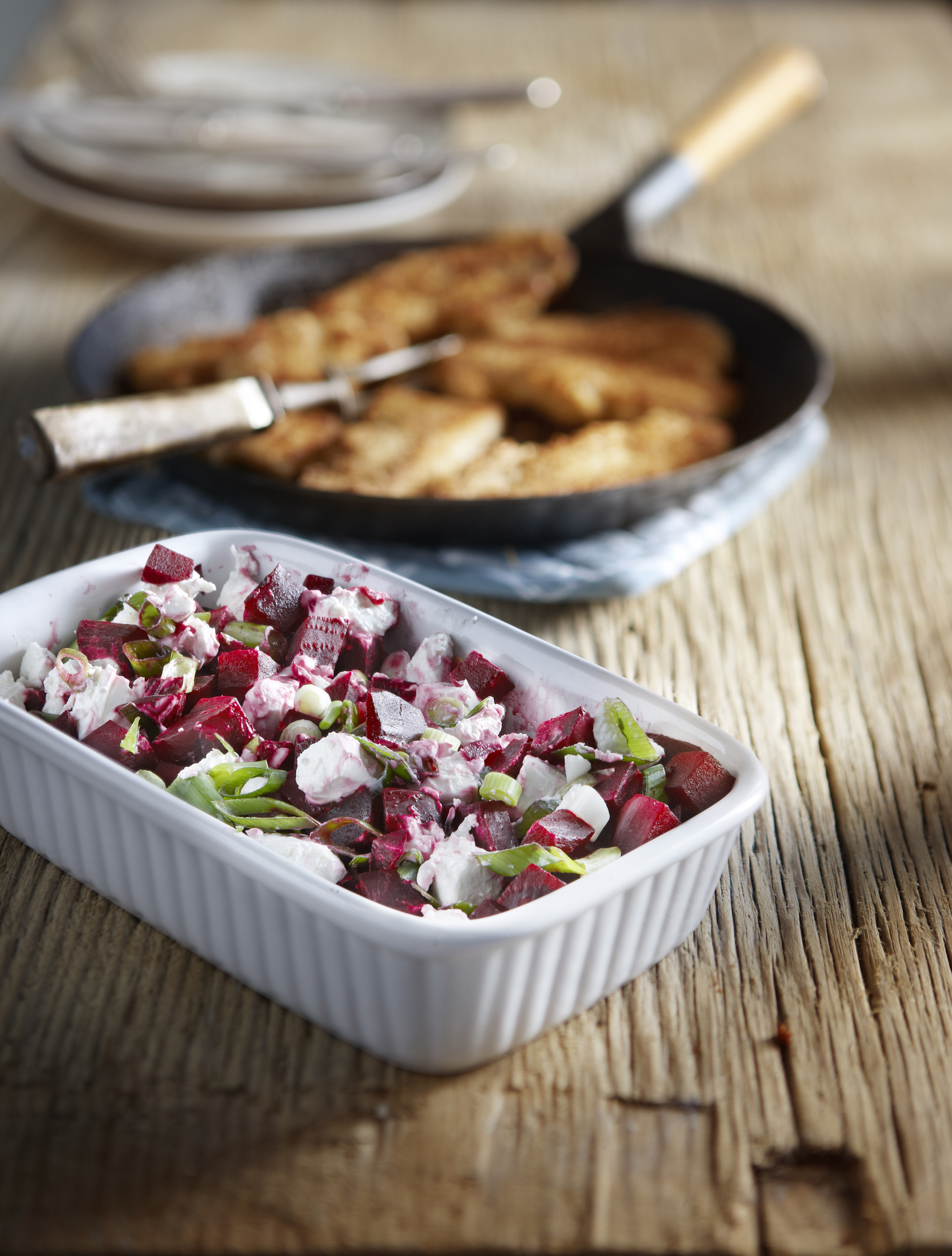 Gepaneerde speklapjes met bietjesgratin