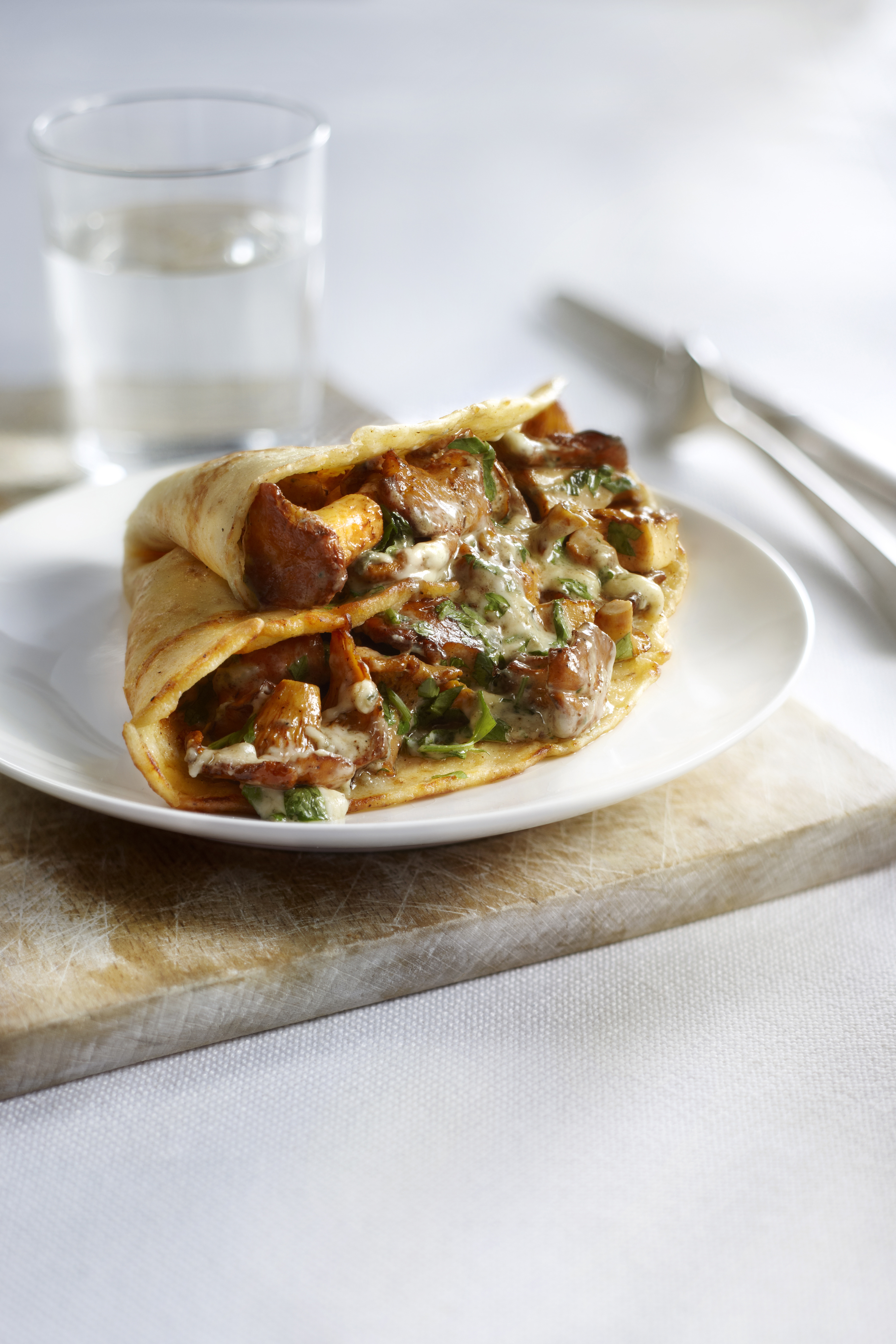 Galette met blauwe kaas en cantharellen