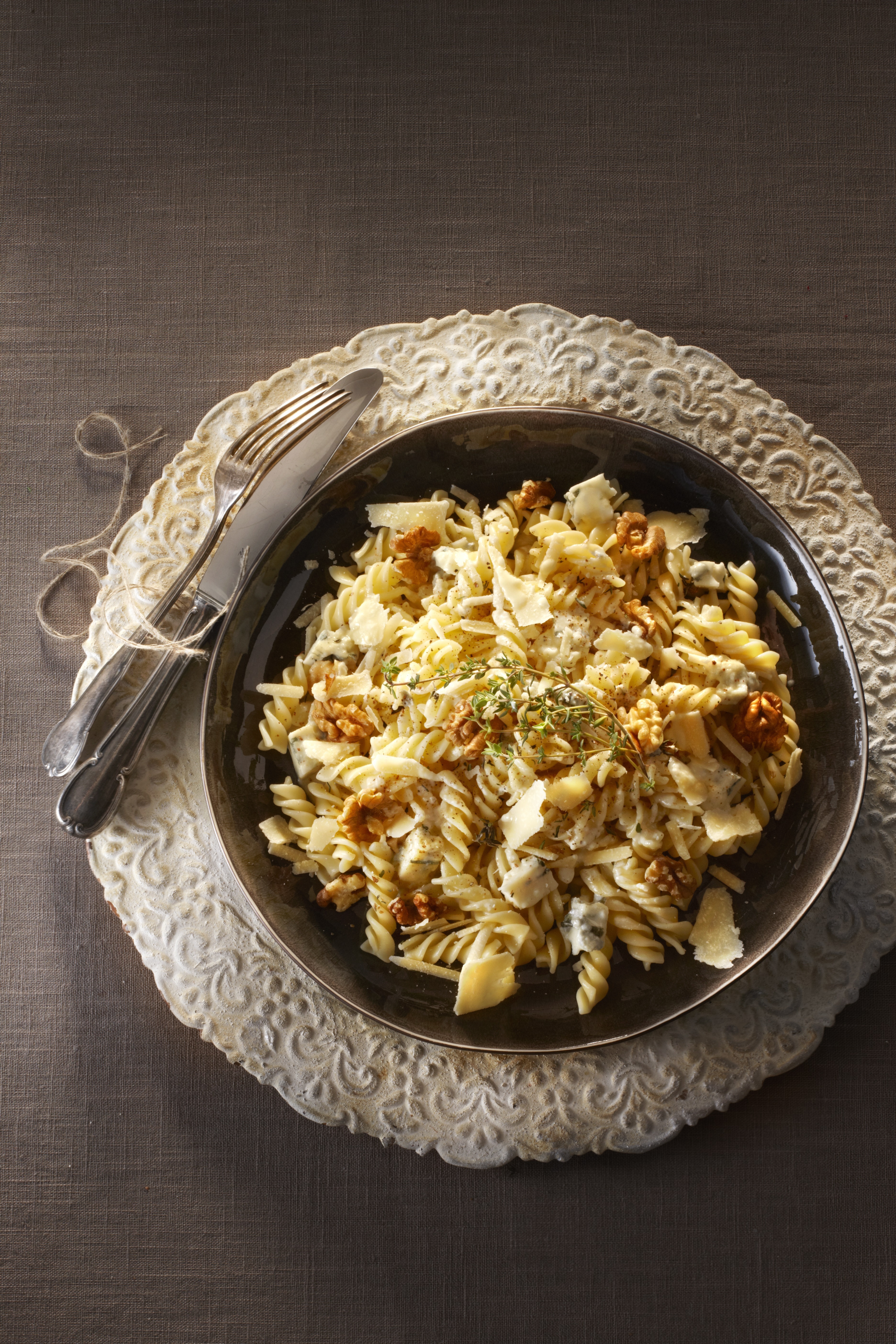 Fusilli met gorgonzola en walnoten