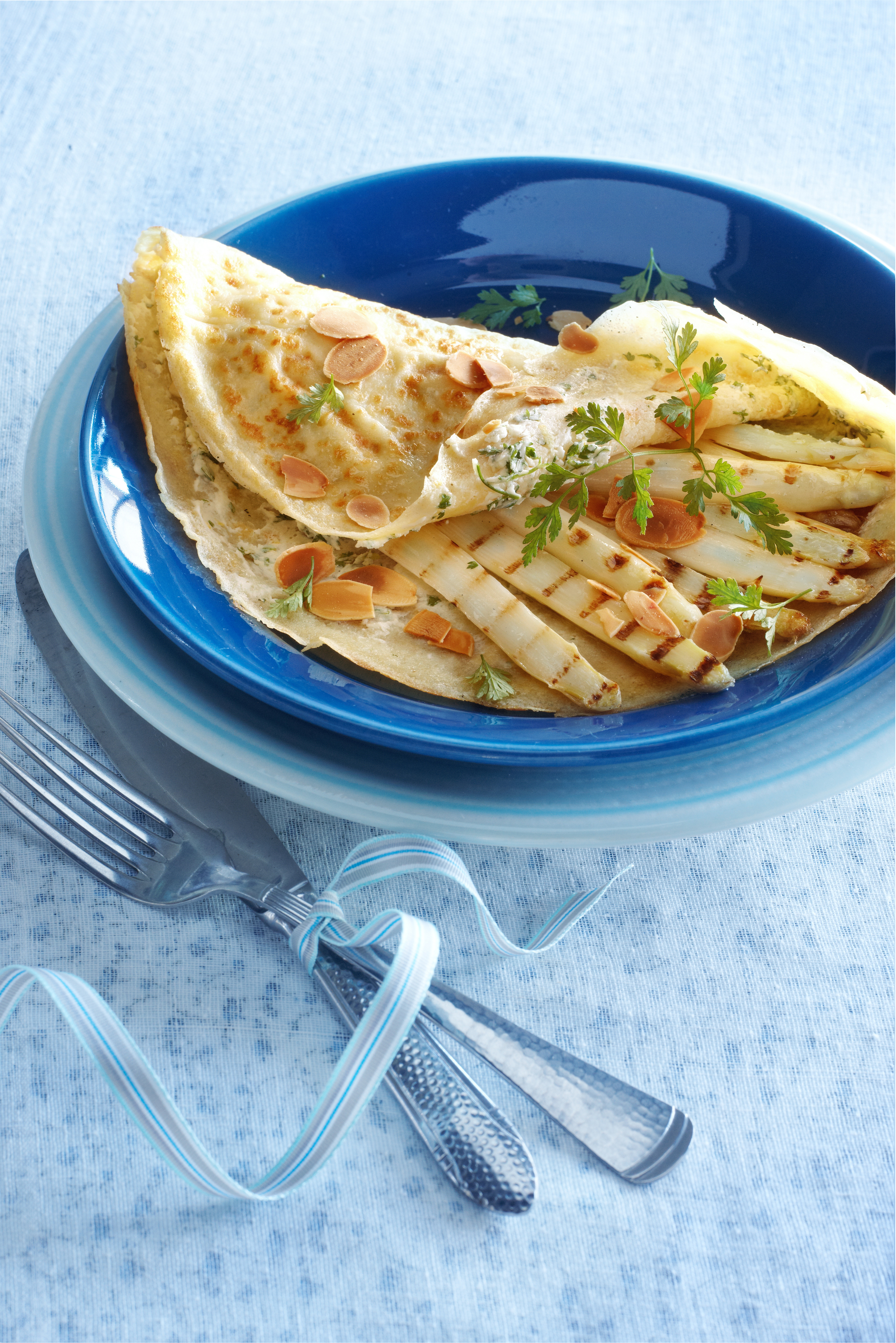 Flensje met geroosterde asperges