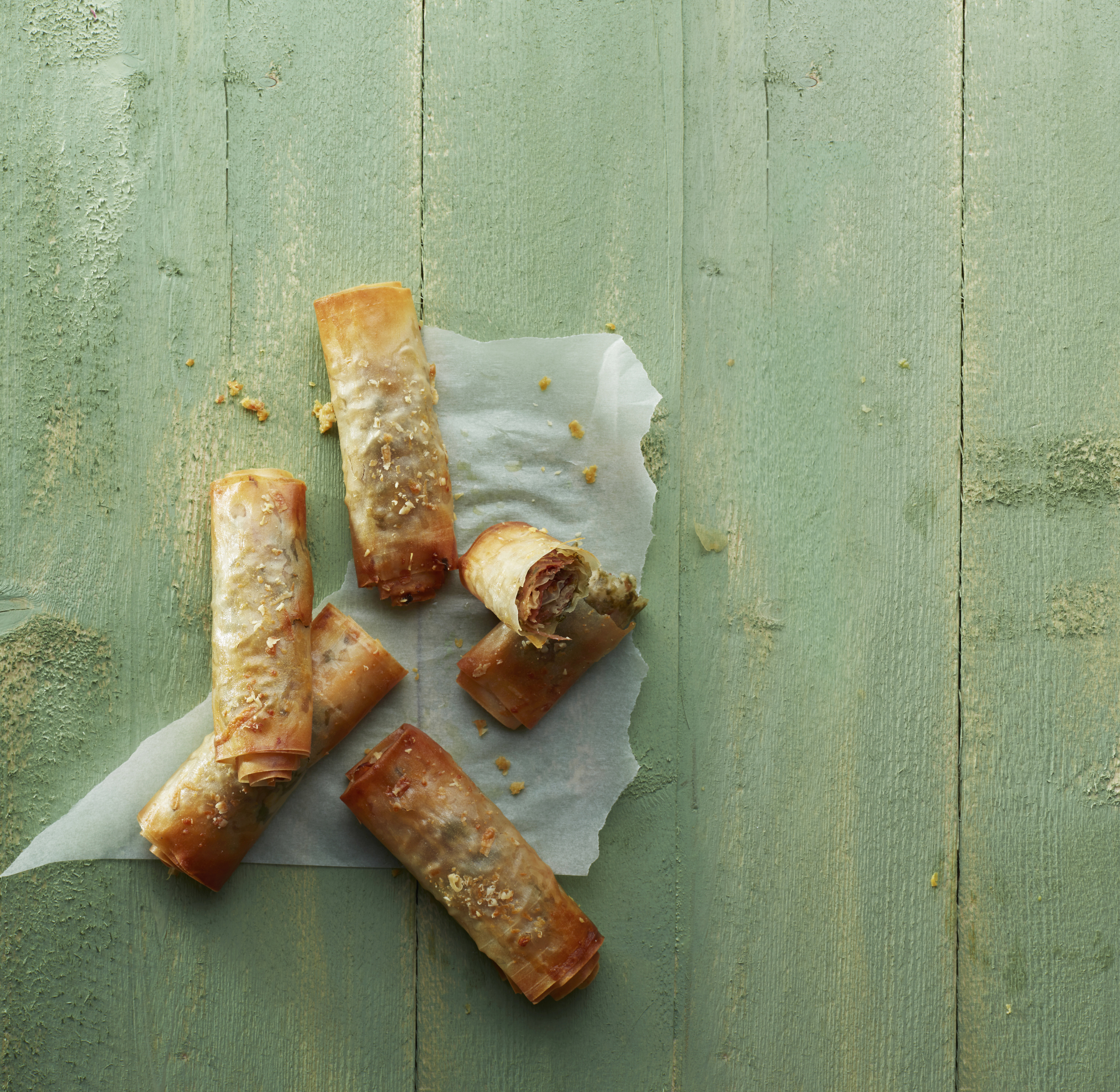 Filorolletjes met ham en kaas