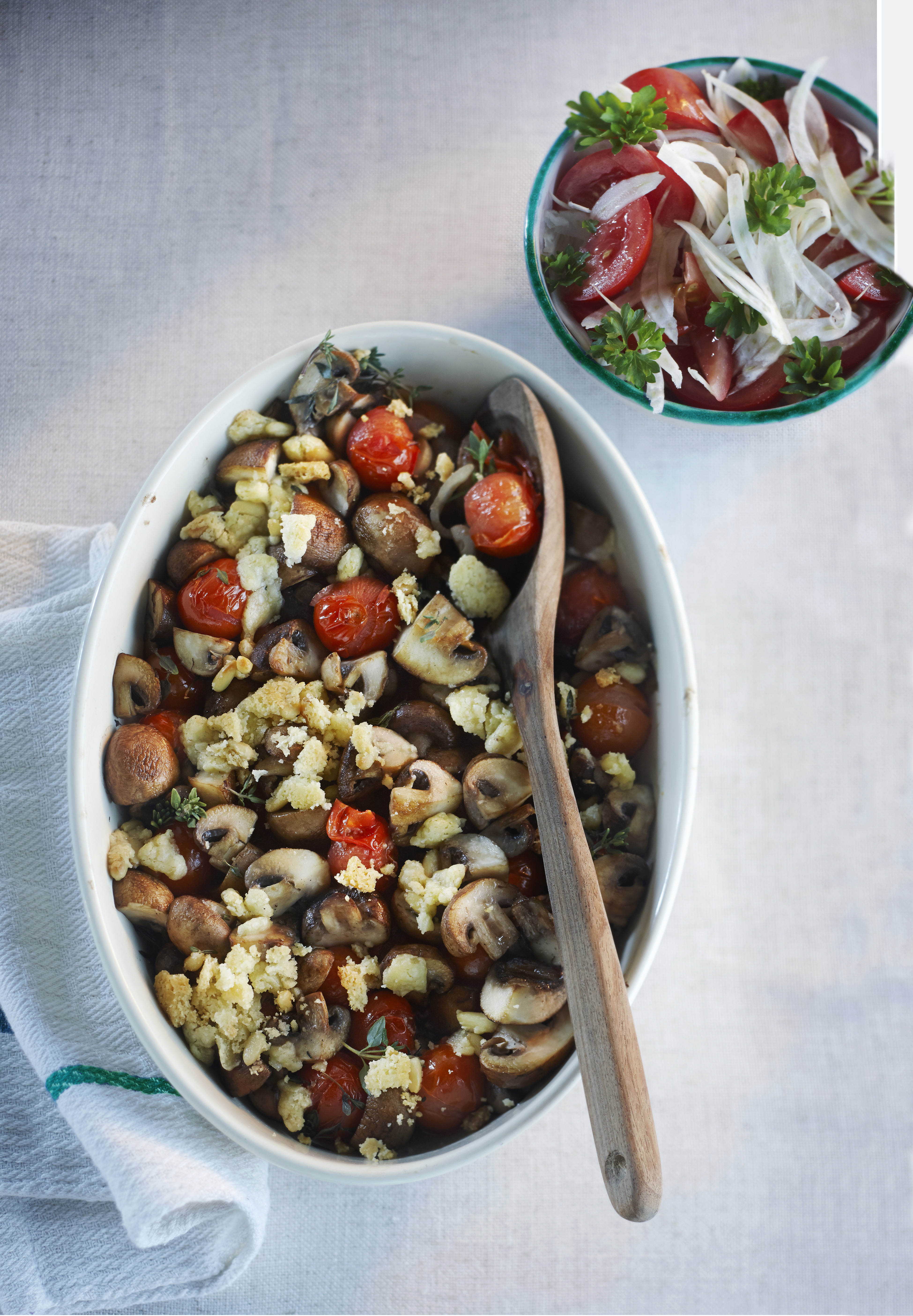 Crumble van kastanjechampignons