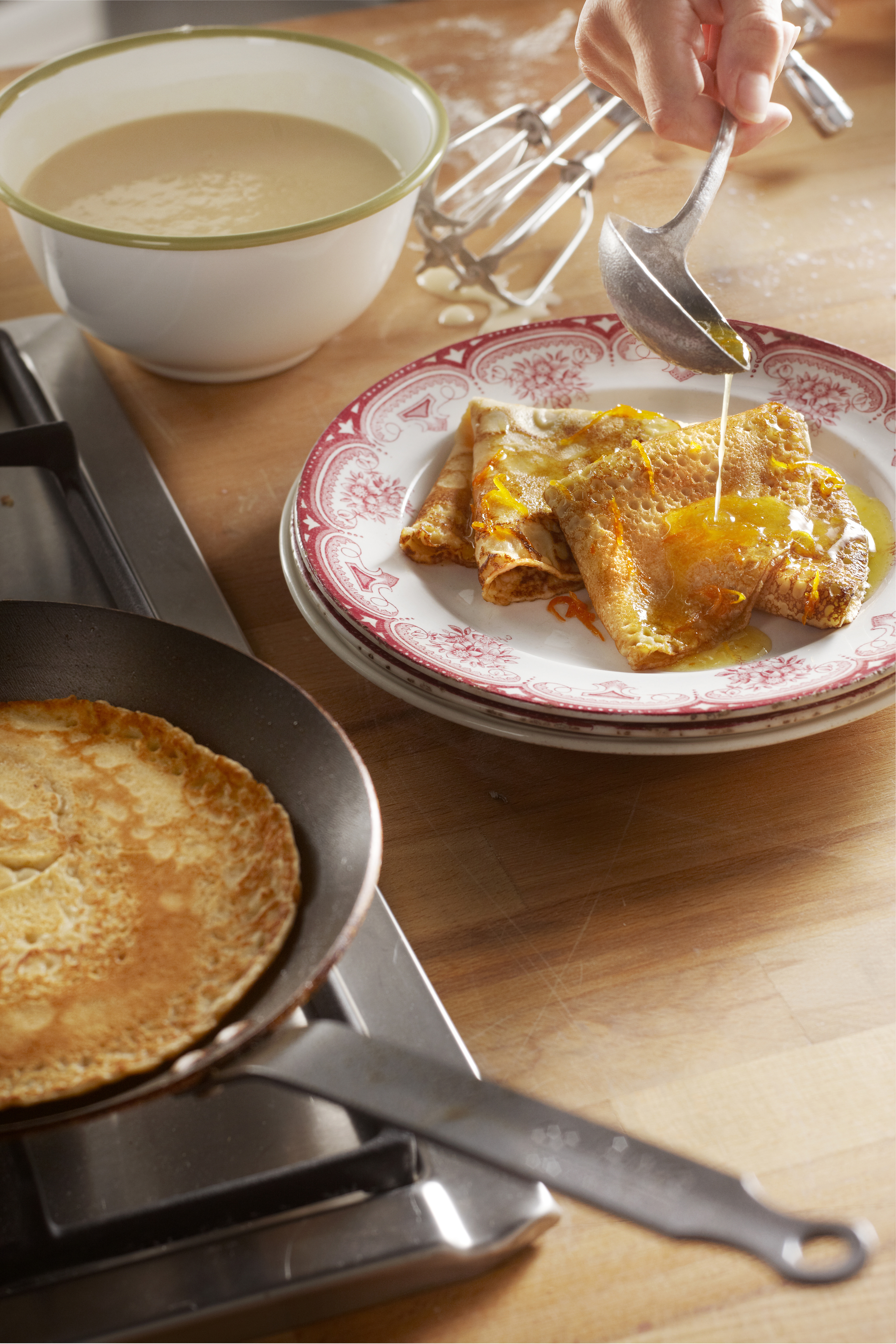 Crepes met honingsaus