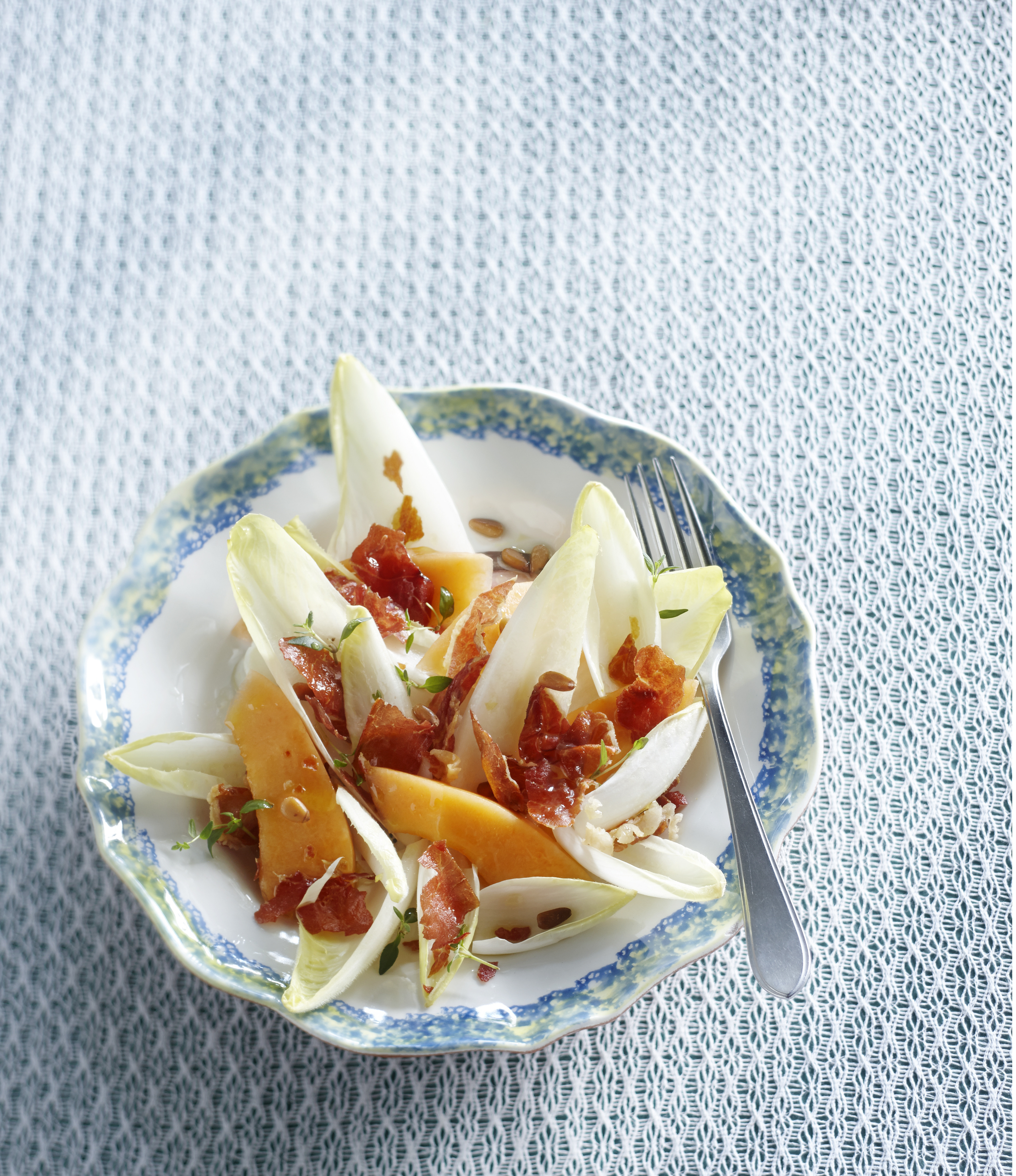 Cantaloupemeloen met krokante Parmaham