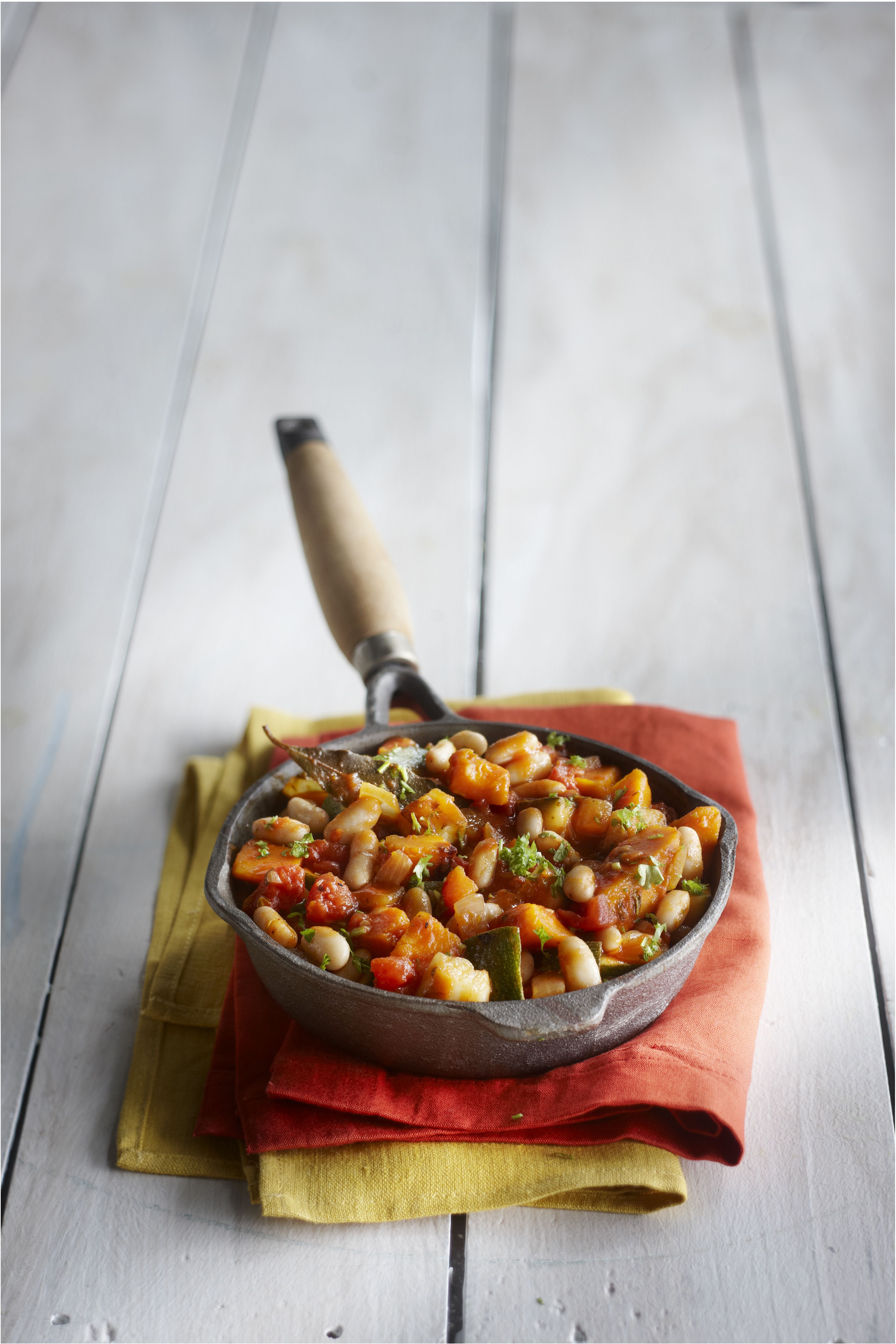 Ratatouille met pompoen en witte bonen