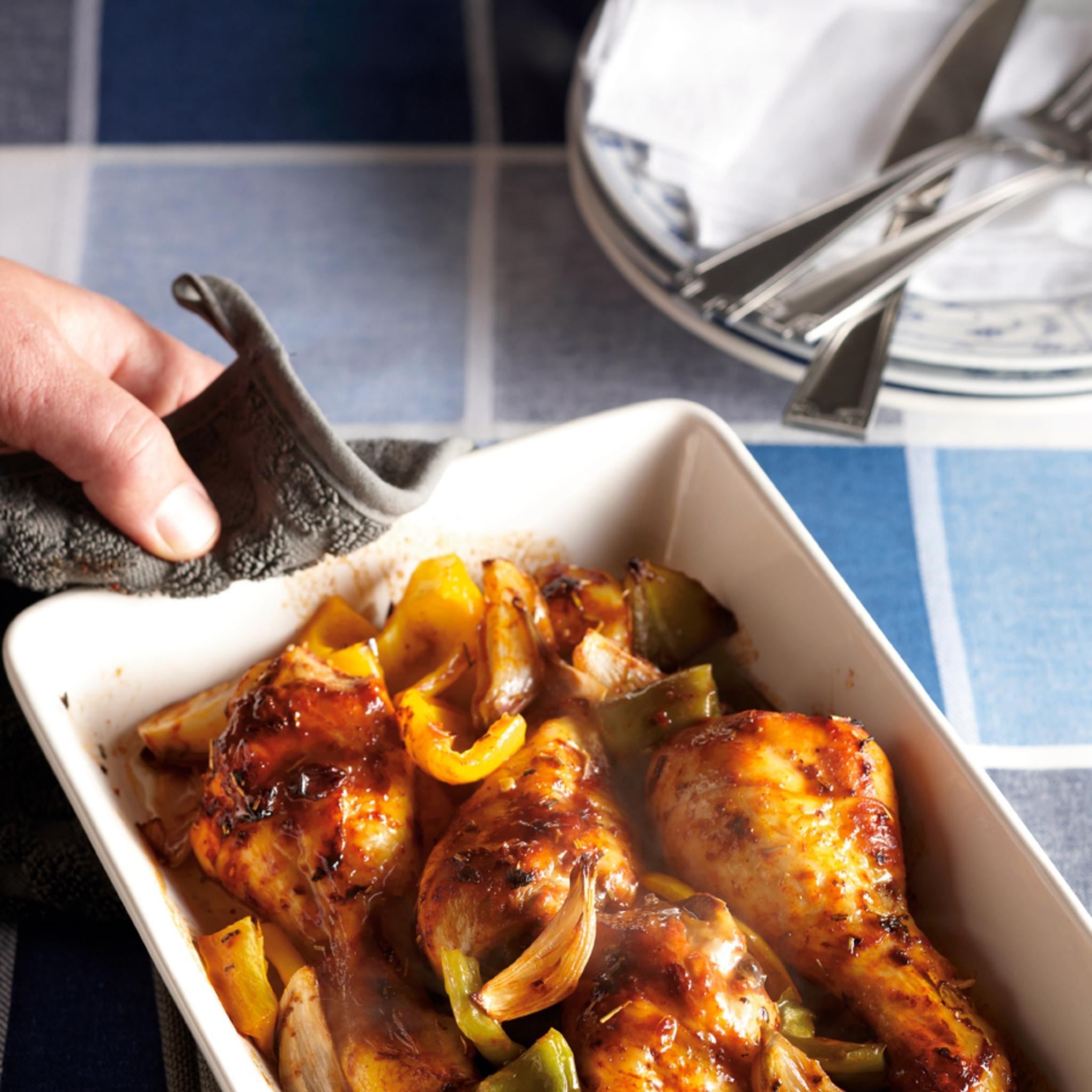 Pikante kip met bonte paprika