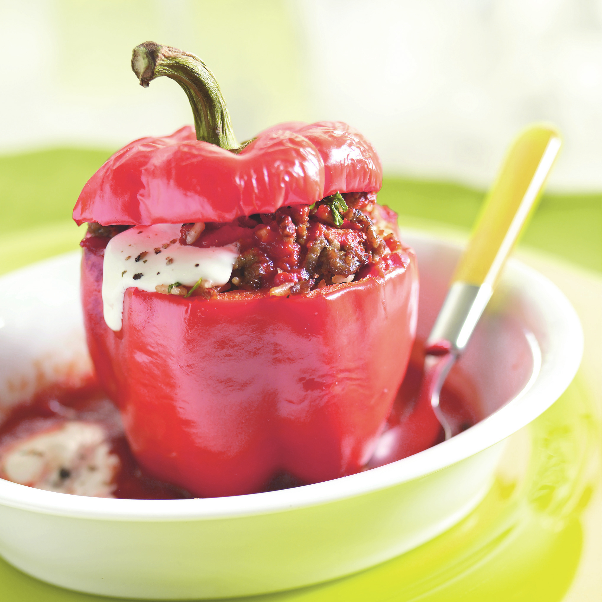 Paprika´s gevuld met gehakt