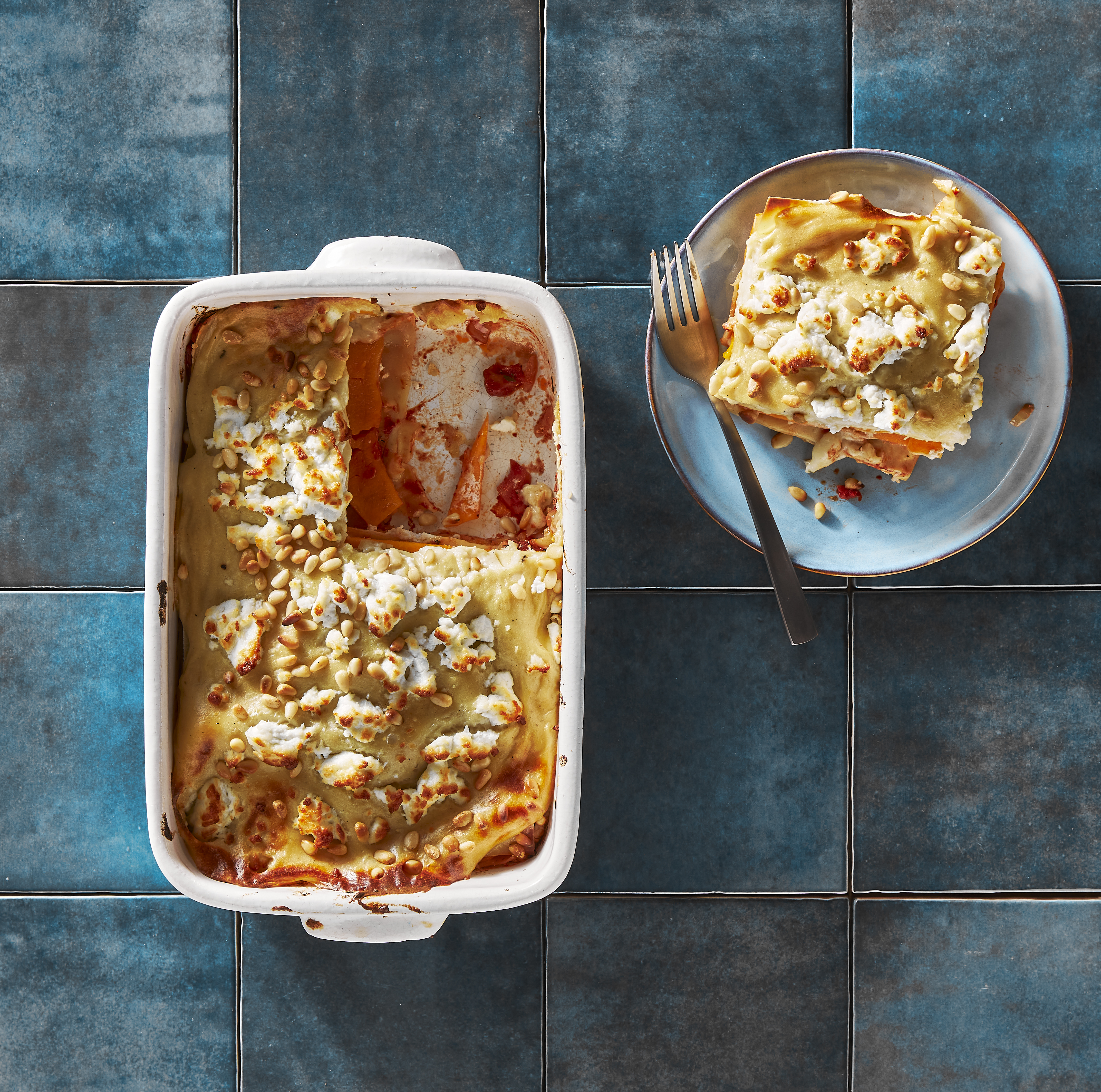 Lasagne met pompoen en geitenkaas