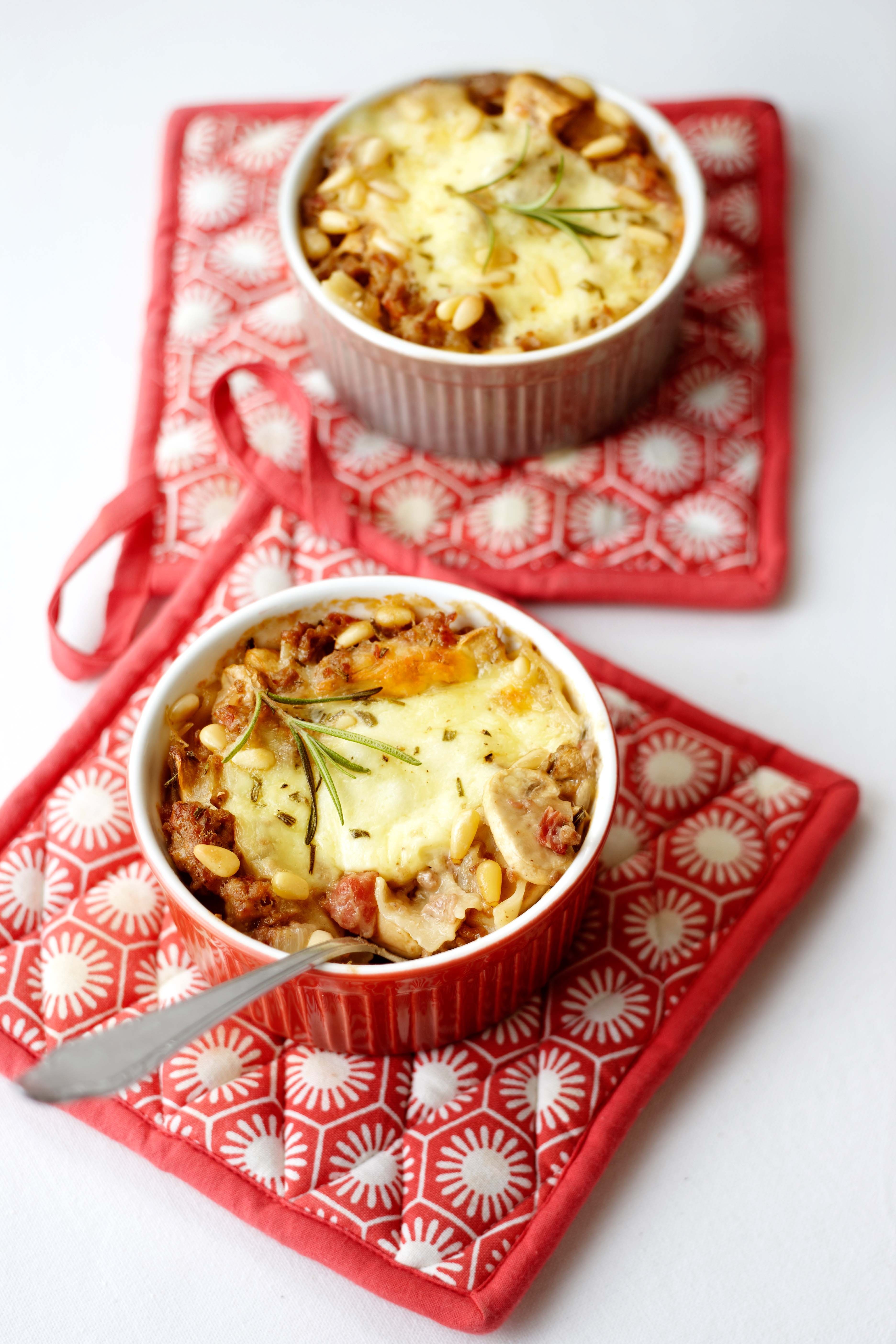 Lasagne met ragout van gehakt en champignons