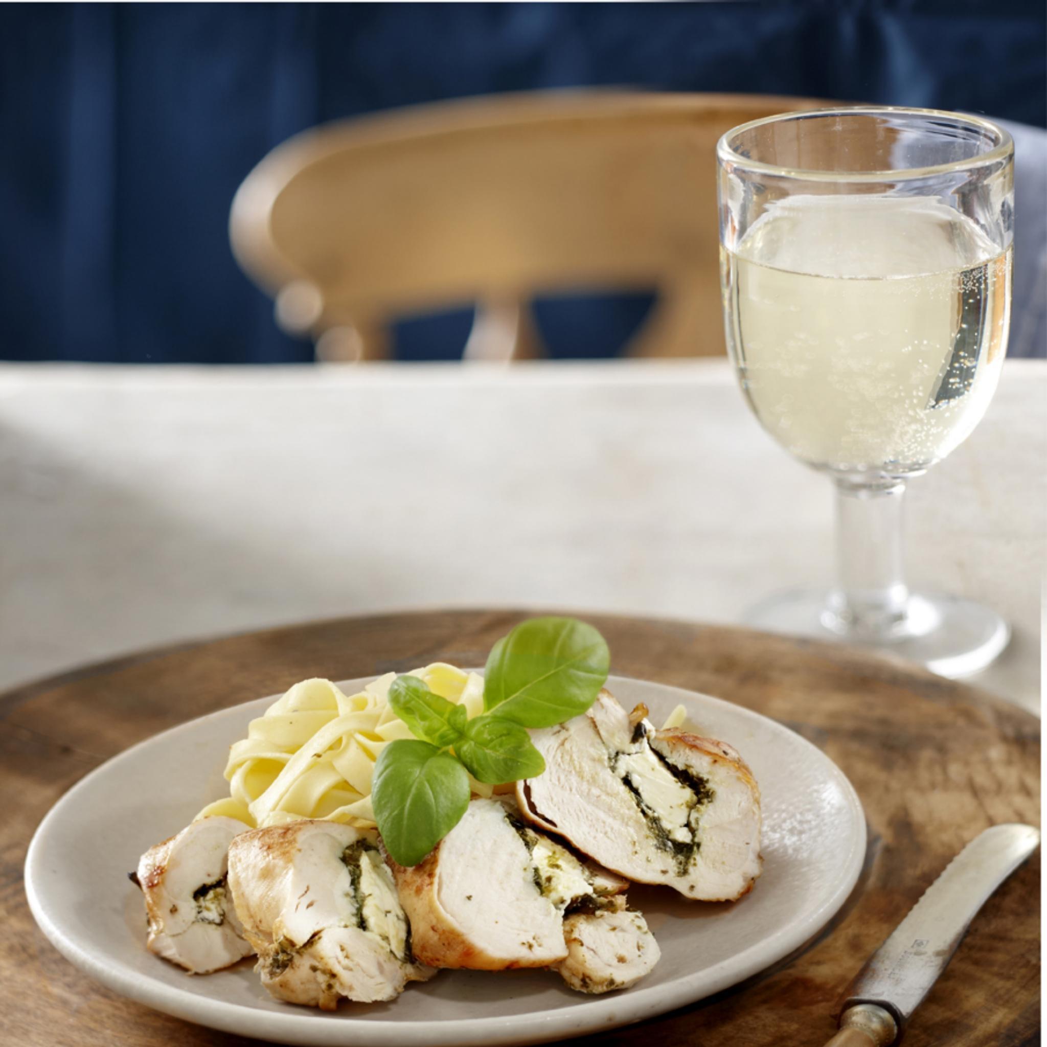 Kipfilet gevuld met roomkaas en spinazie