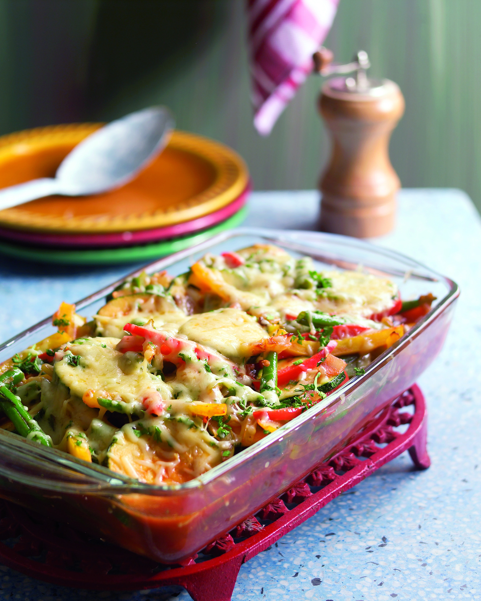 Gestoofde, gegratineerde groenten