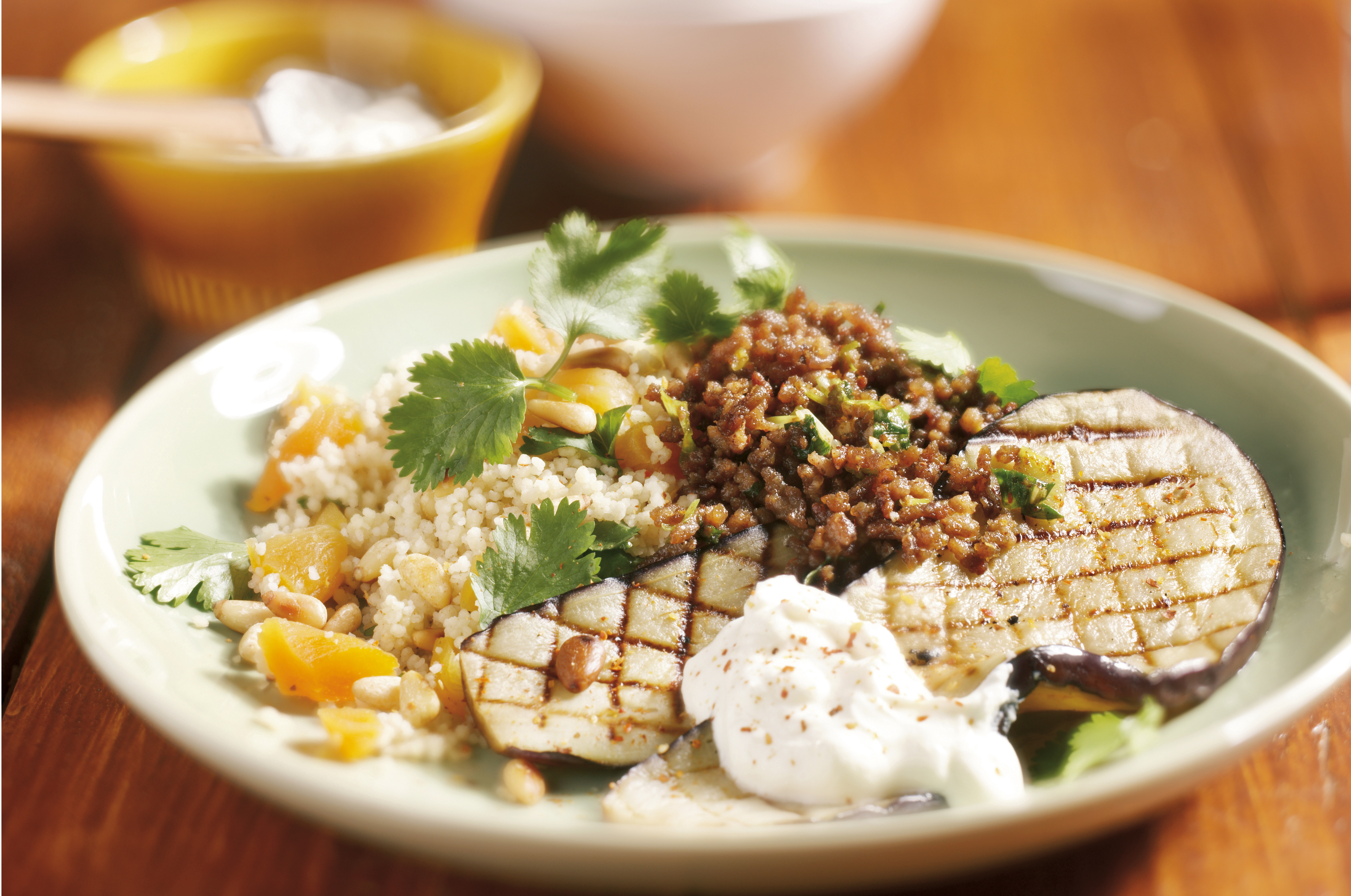 Gehakt met aubergine en couscous