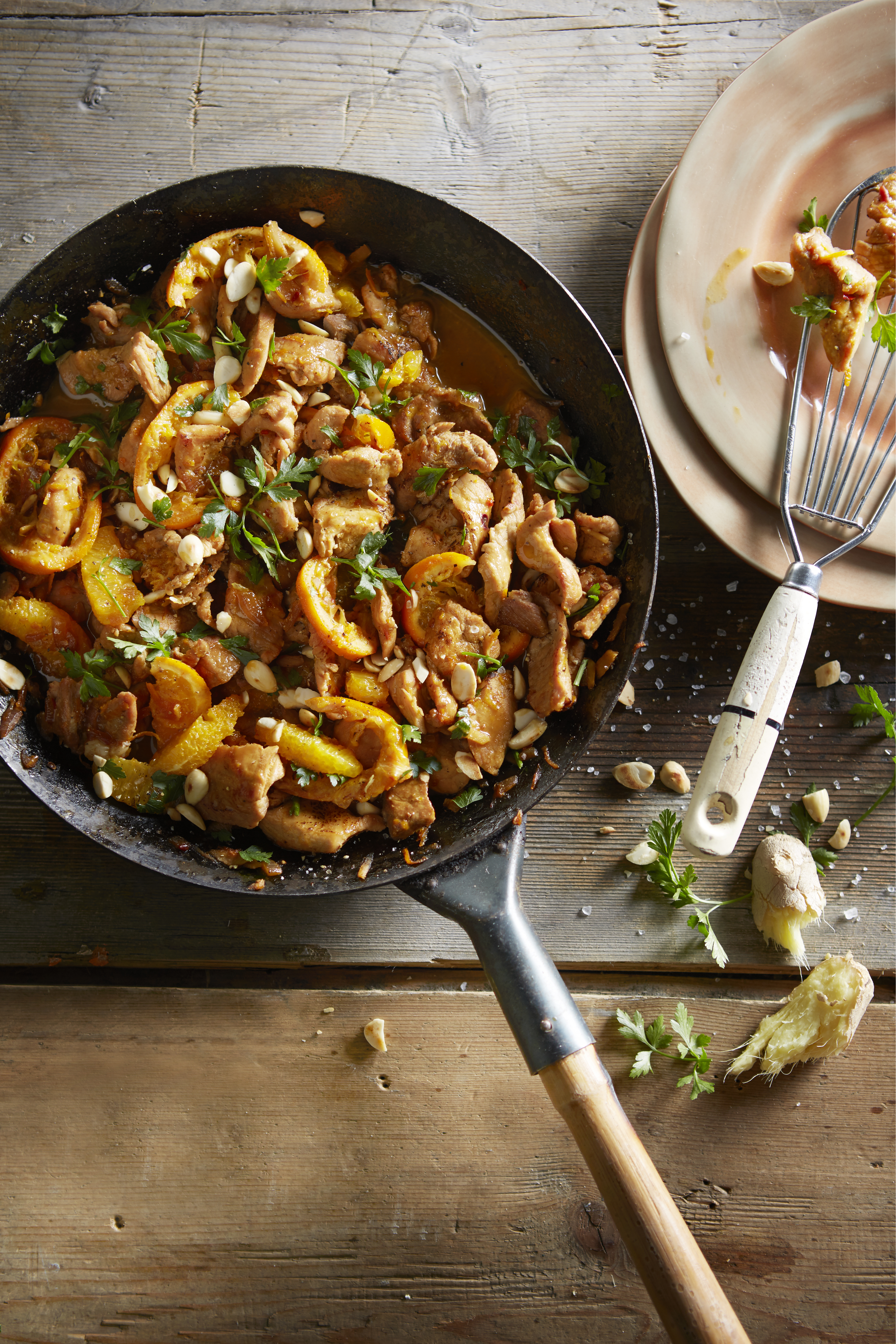 Pittige hamlappen met sinaasappel