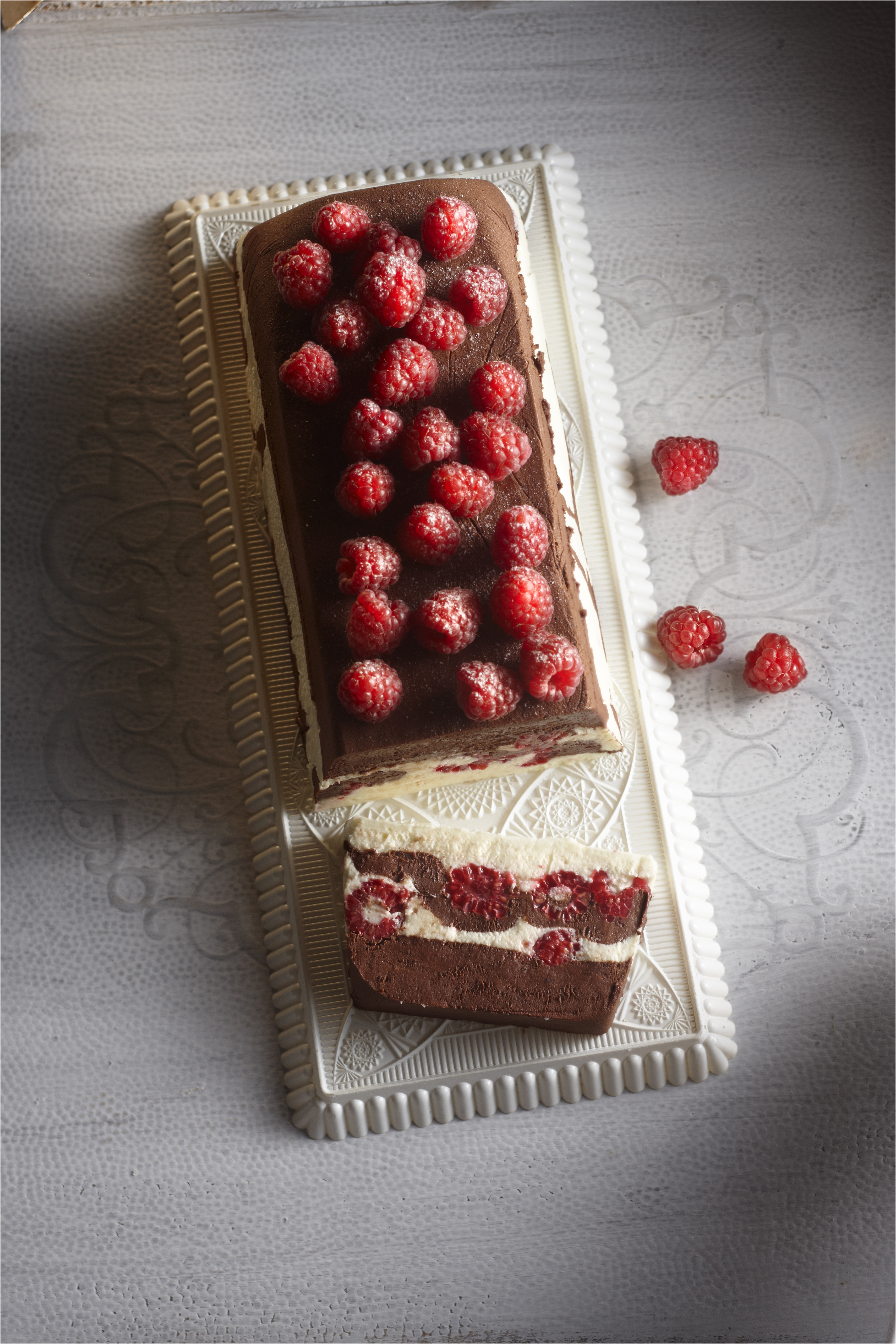 Chocoladeterrine met frambozen