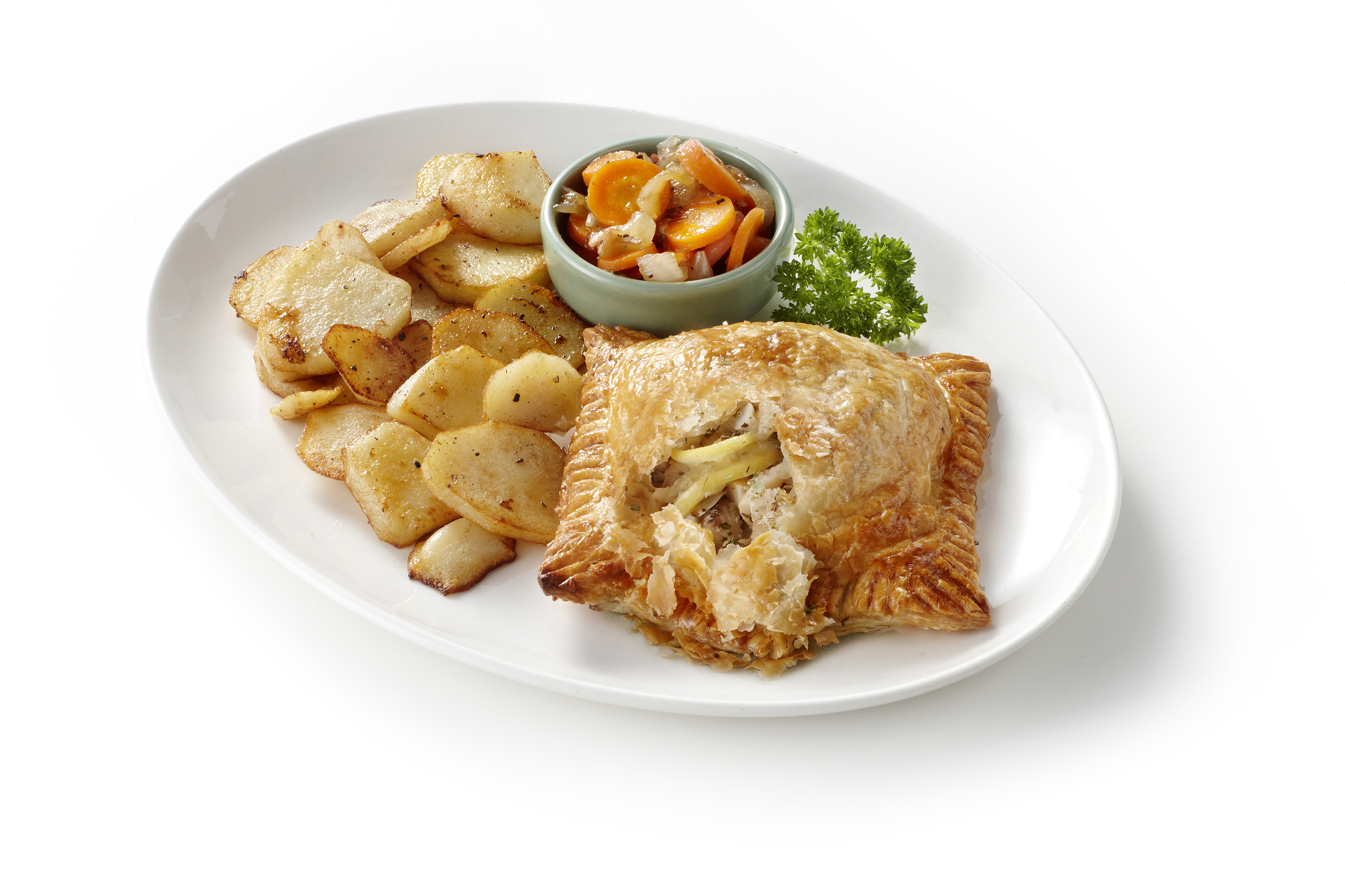 Koolvis in bladerdeeg met wortel-sjalottencompote