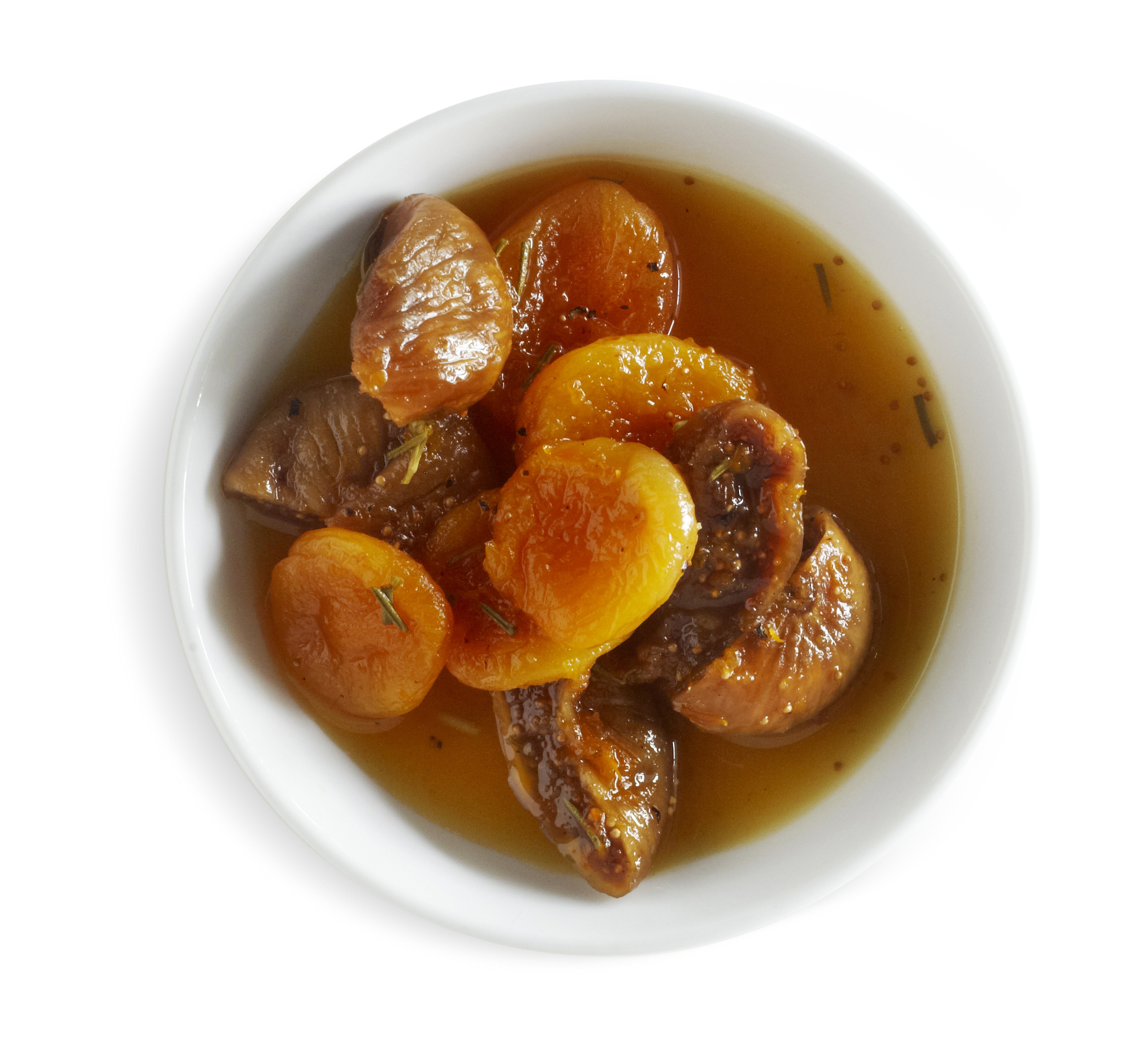 Vijgen en abrikozen met sinaasappel en rozemarijn