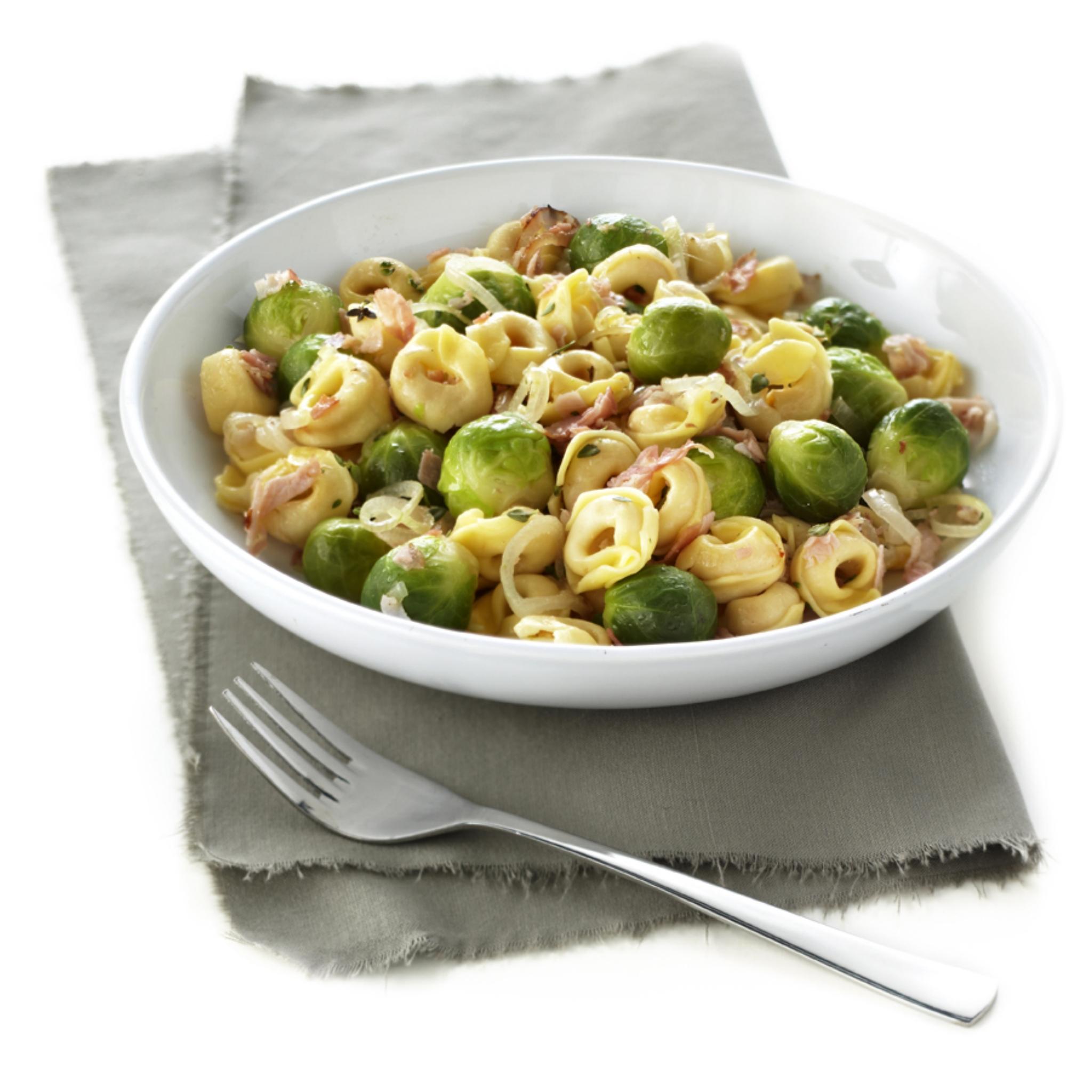 Tortellini met spruitjes en bacon