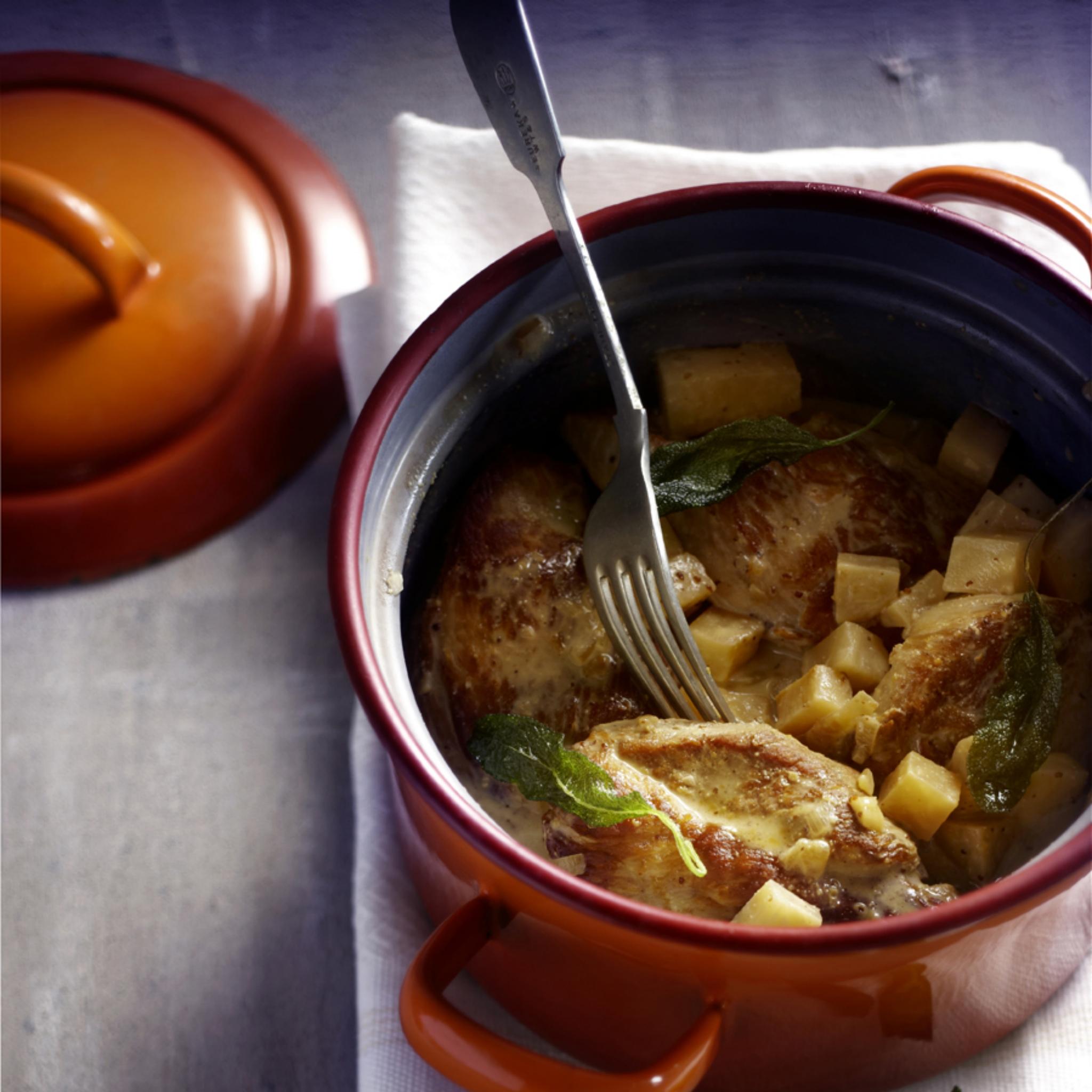 Hamlapjes met selderij en salie