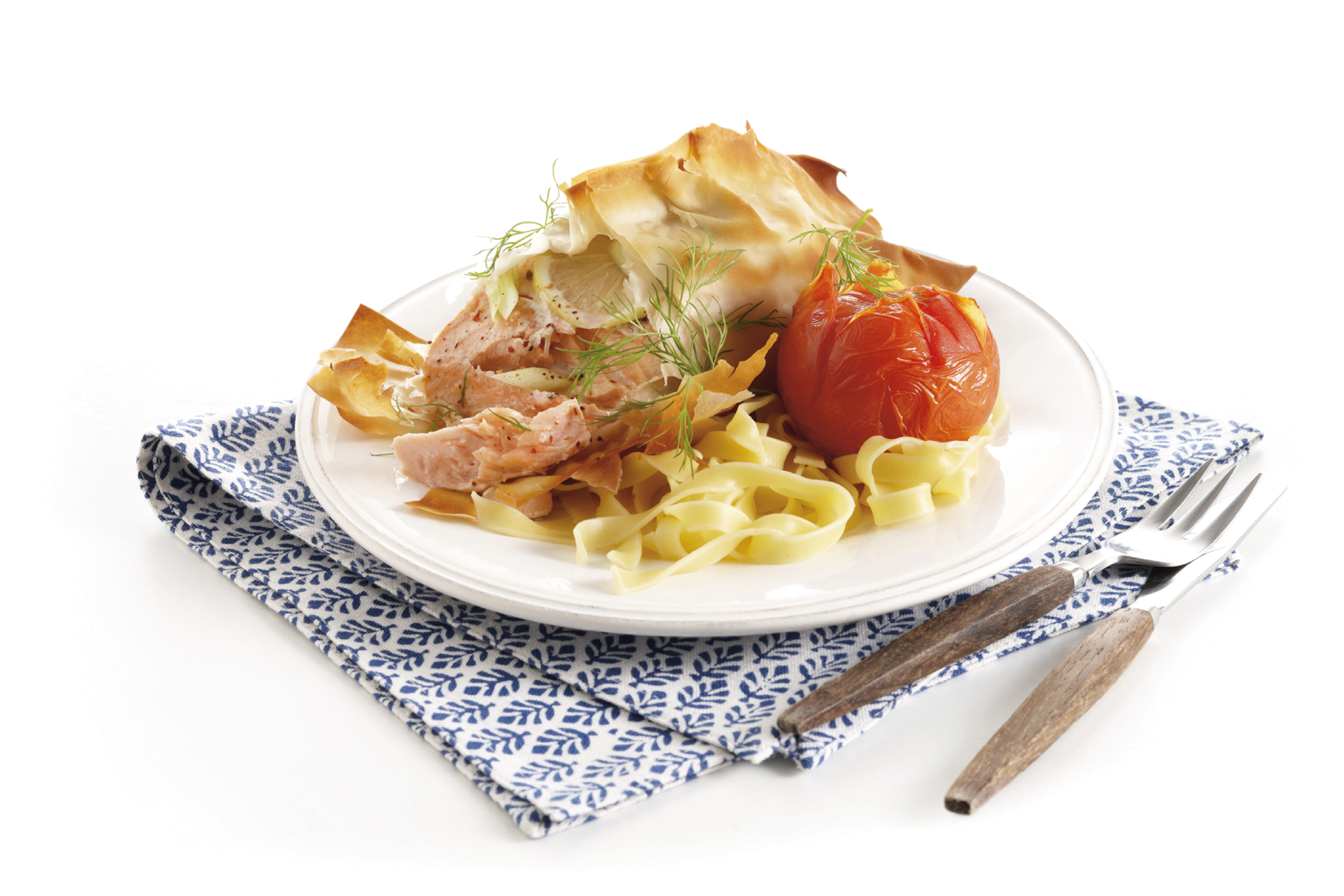 Zalmpakketje met geroosterde tomaten