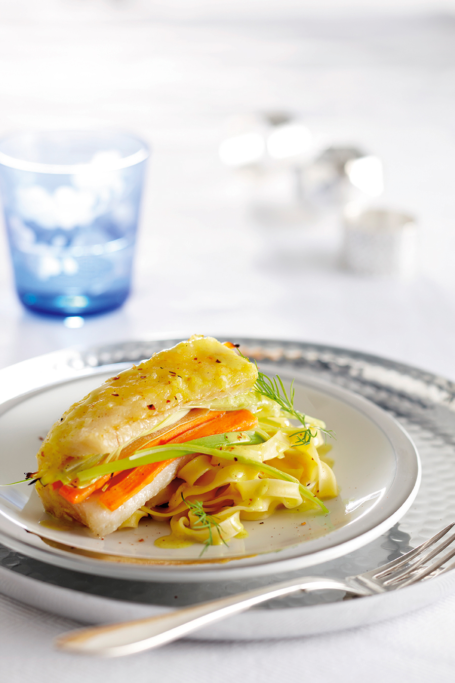 Kabeljauw met  kerrie-kaasroom