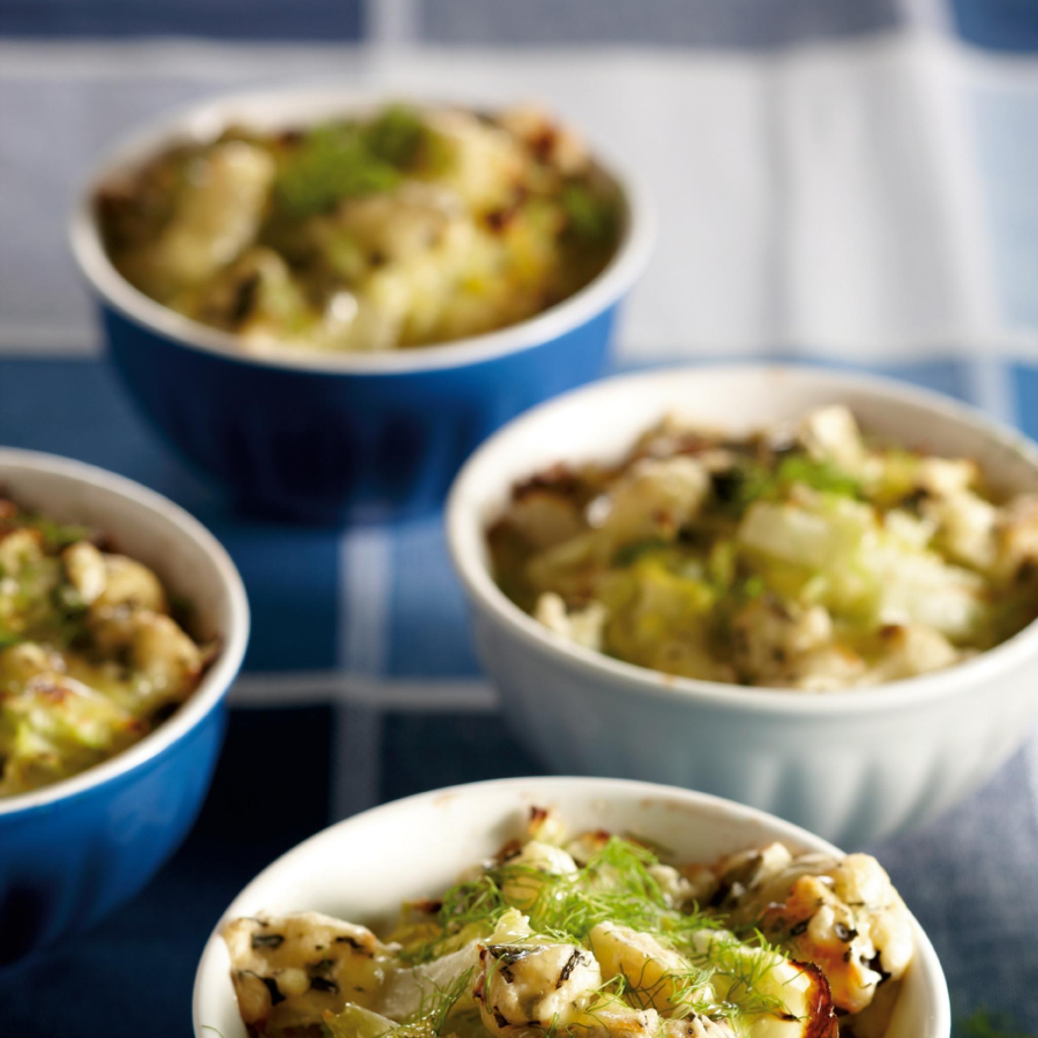 Gegratineerde venkel-koolschotel