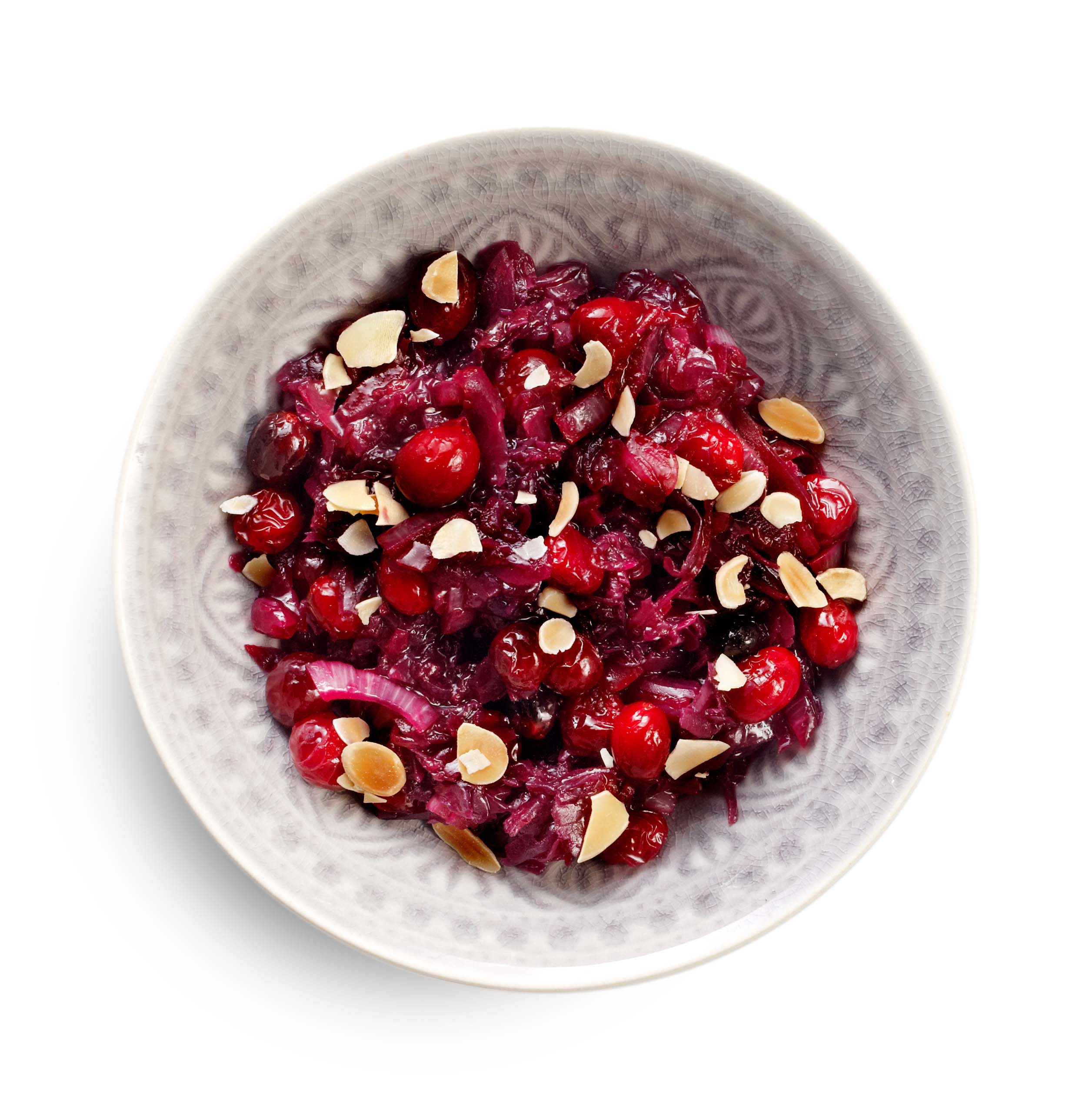 Rodekool met cranberry's en amandel
