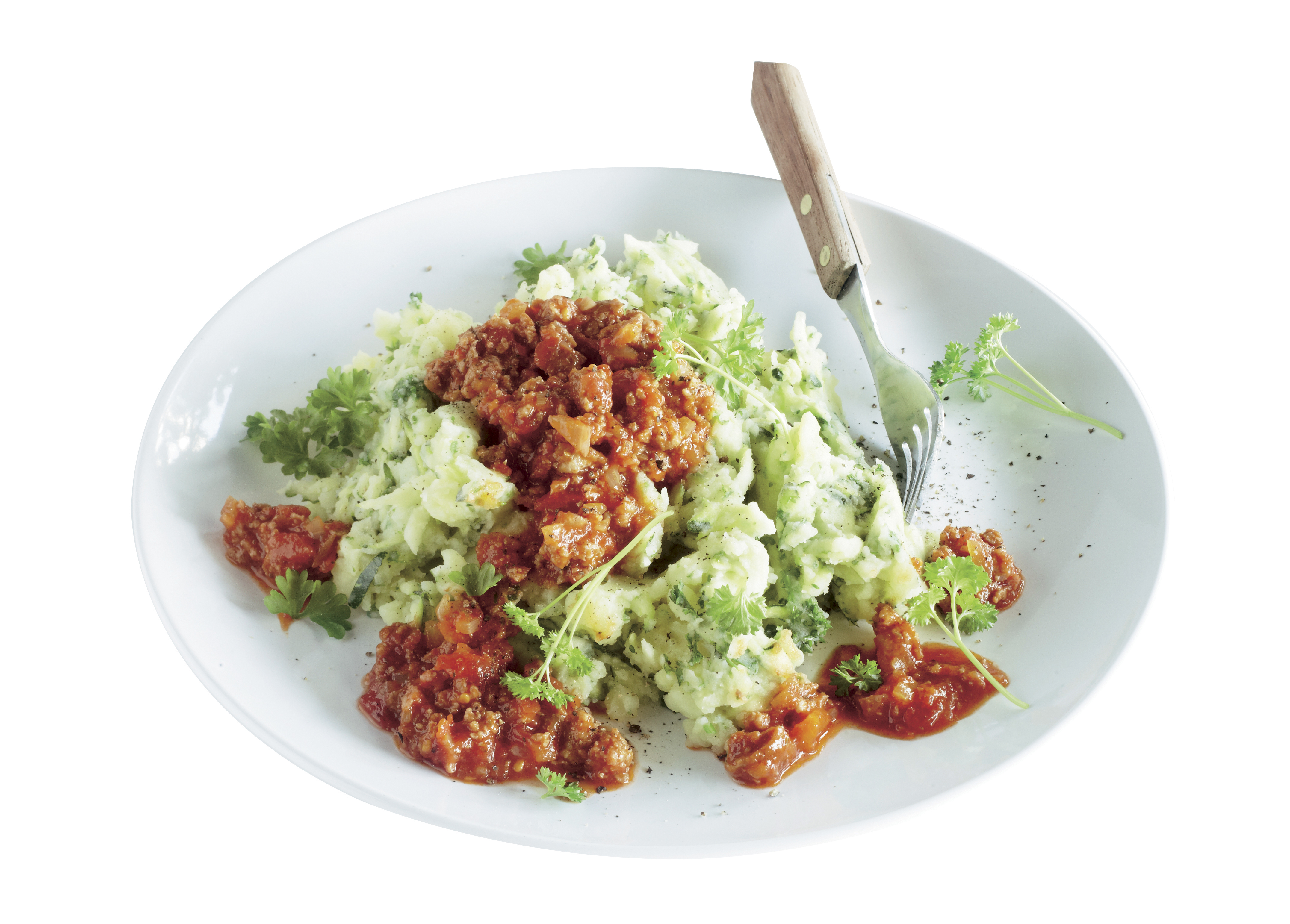 Zomerstamppot met saus van saucijzen