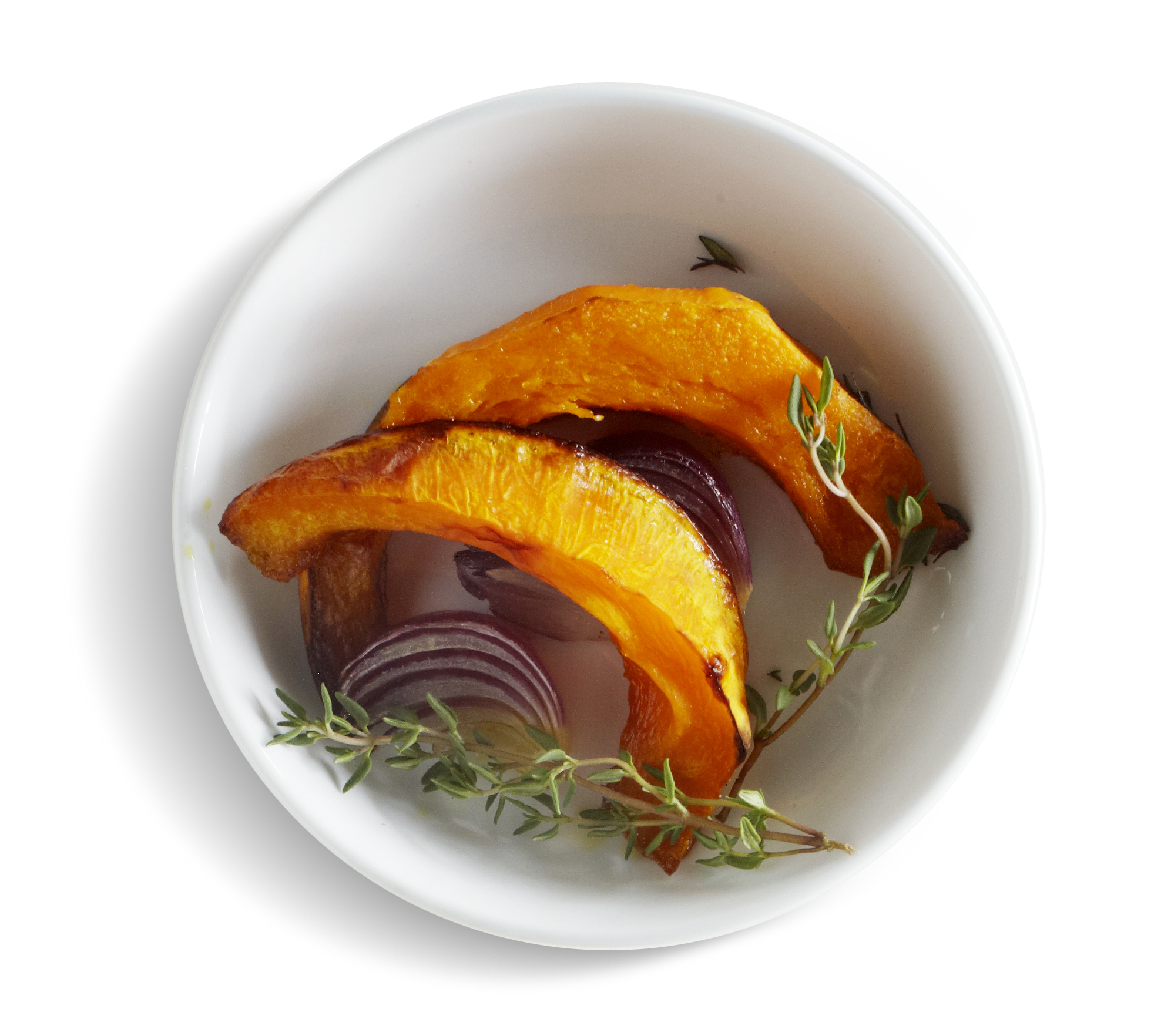 Geroosterde pompoen met rode ui