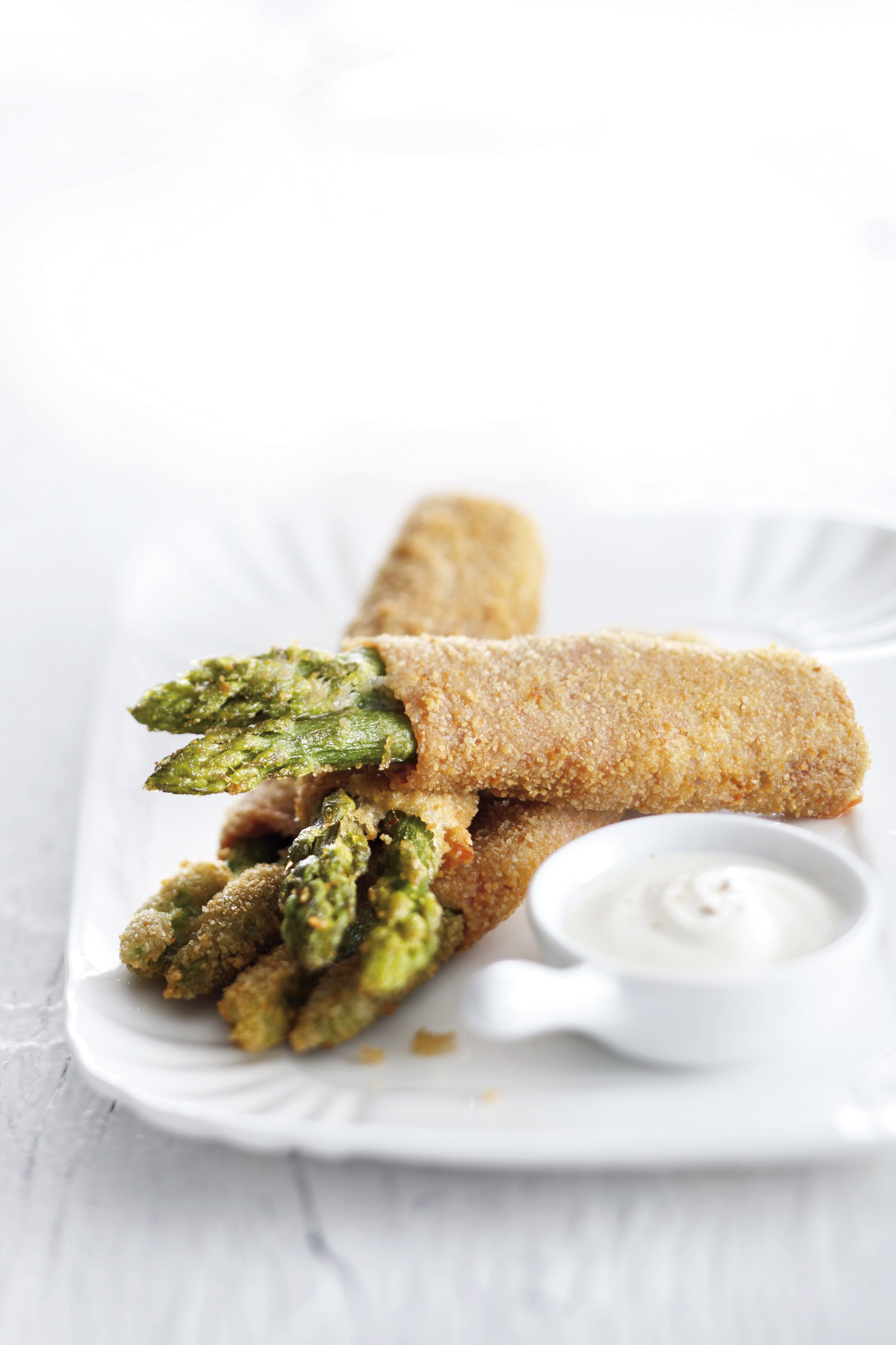 Krokante asperges met ham