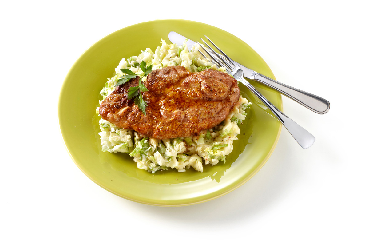 Honing-mosterdkarbonade op andijviestamppot