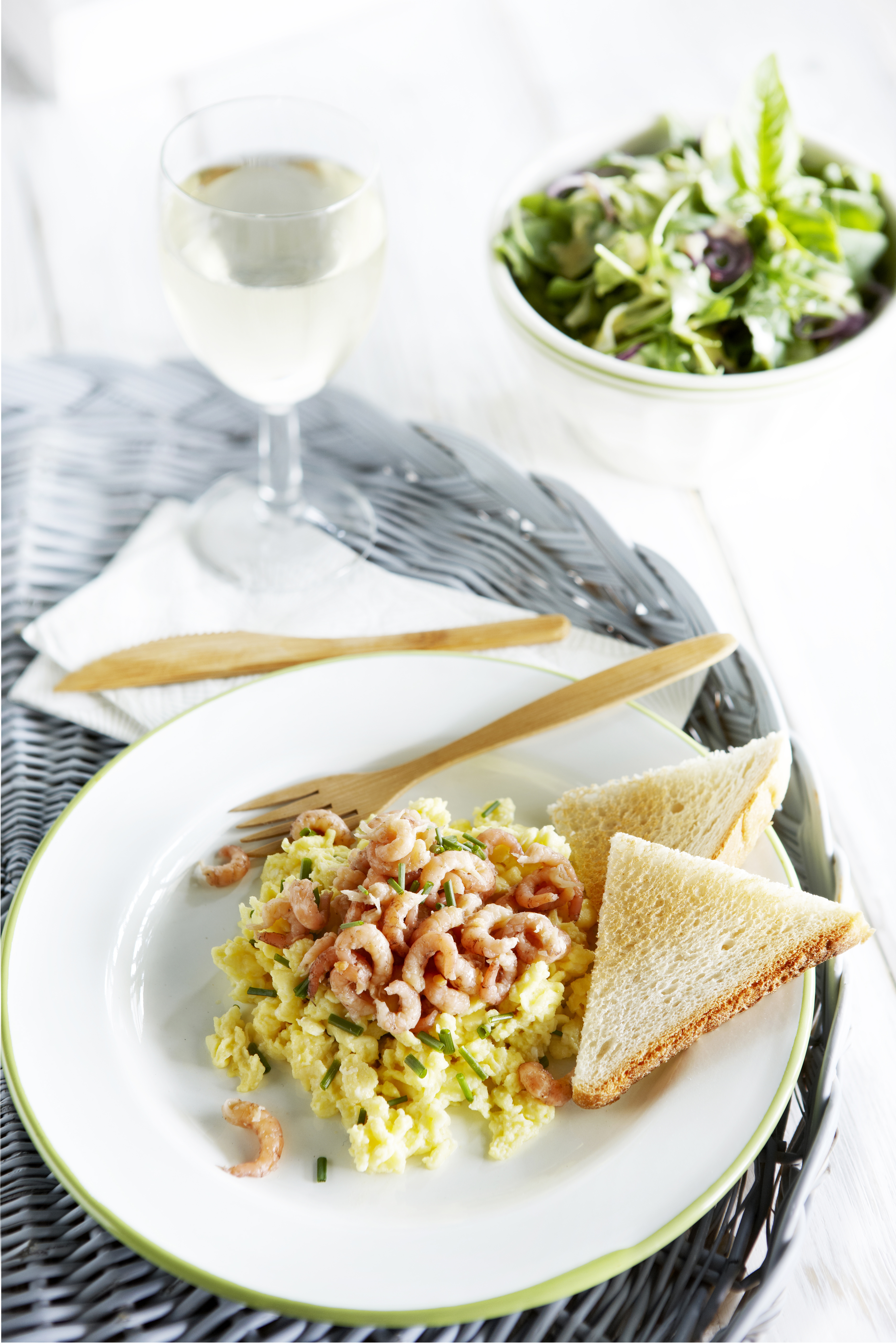 Romige roeromelet met Hollandse garnalen