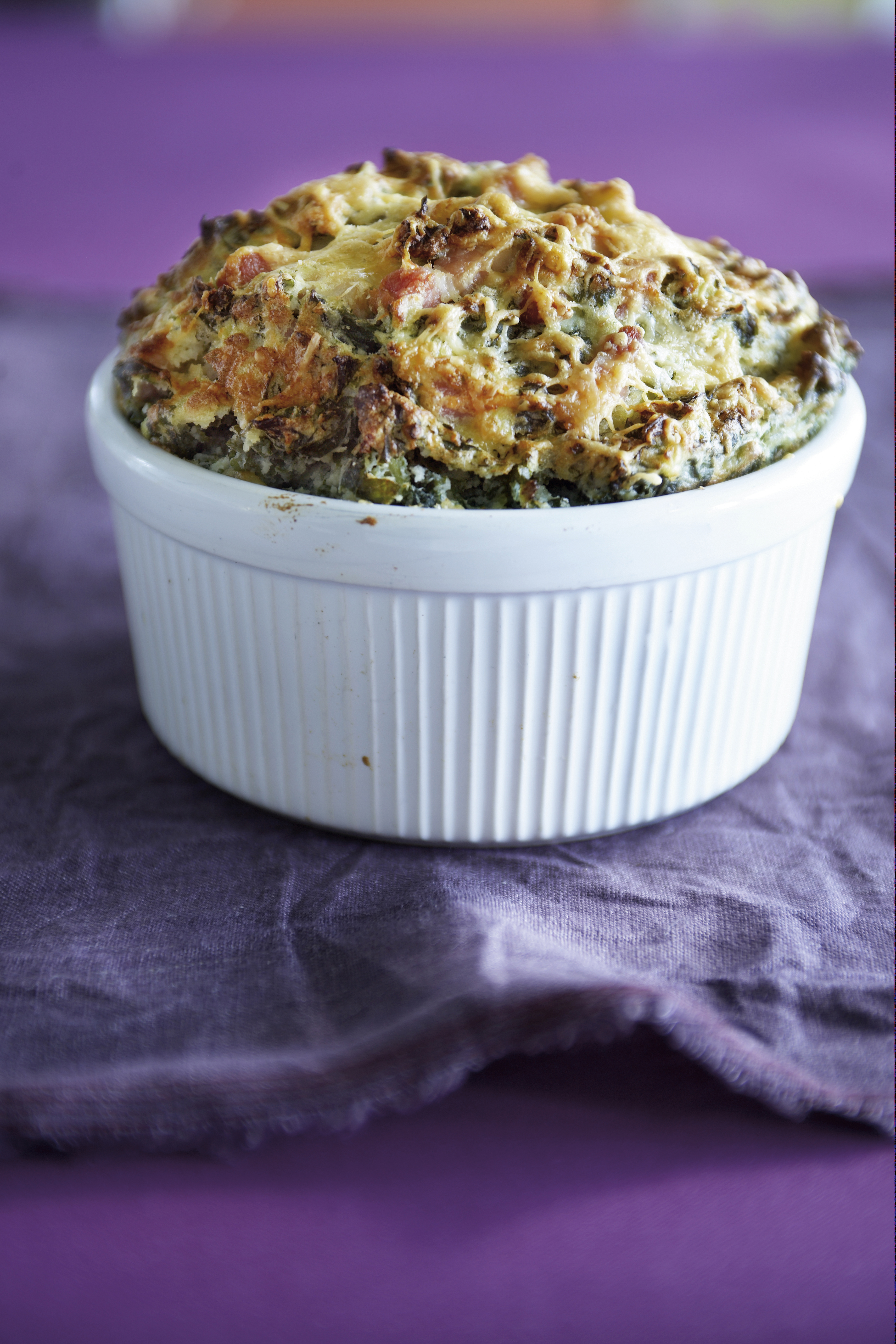 Soufflé van boerenkoolstamppot en oude kaas