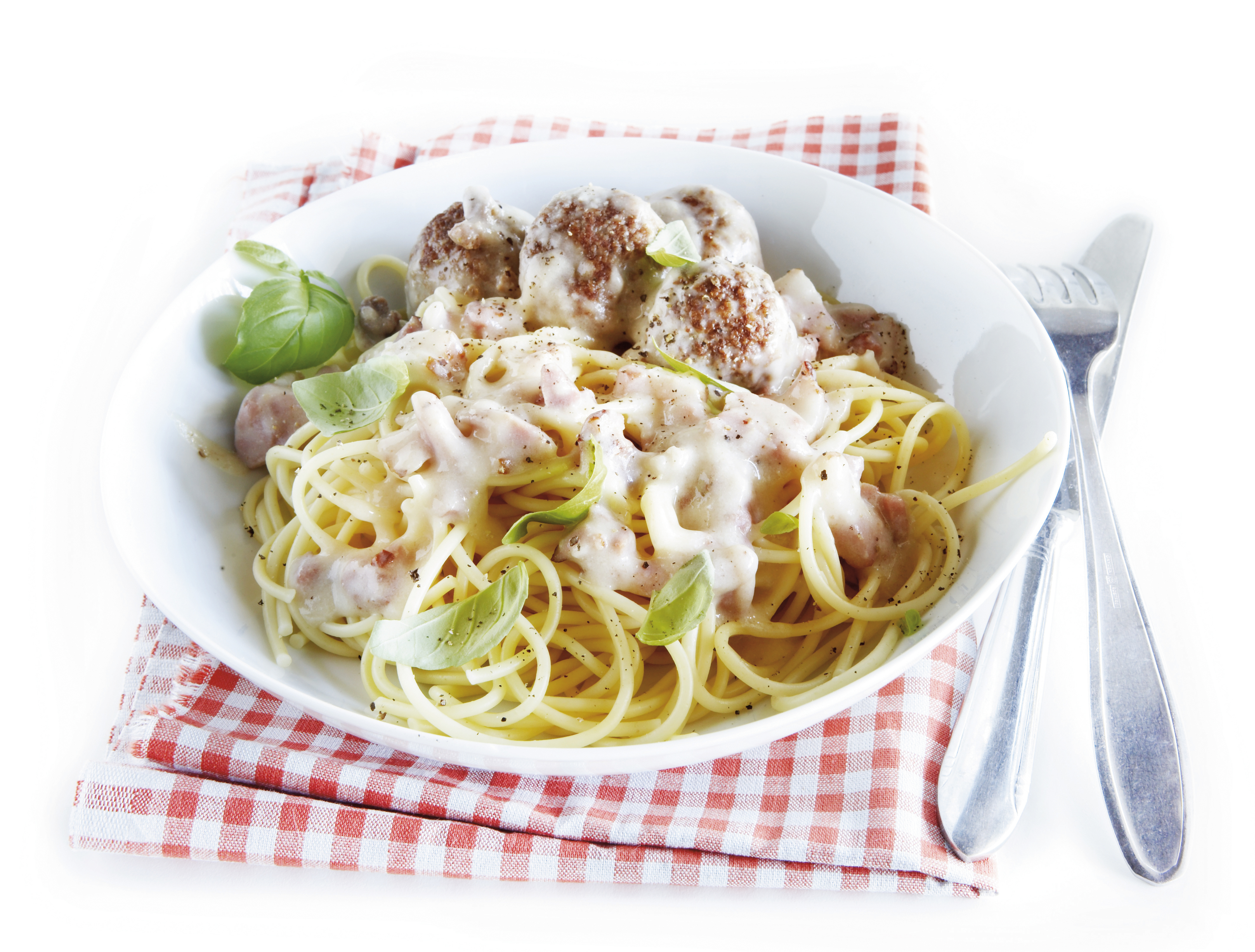 Spaghetti met romige gehaktballetjes