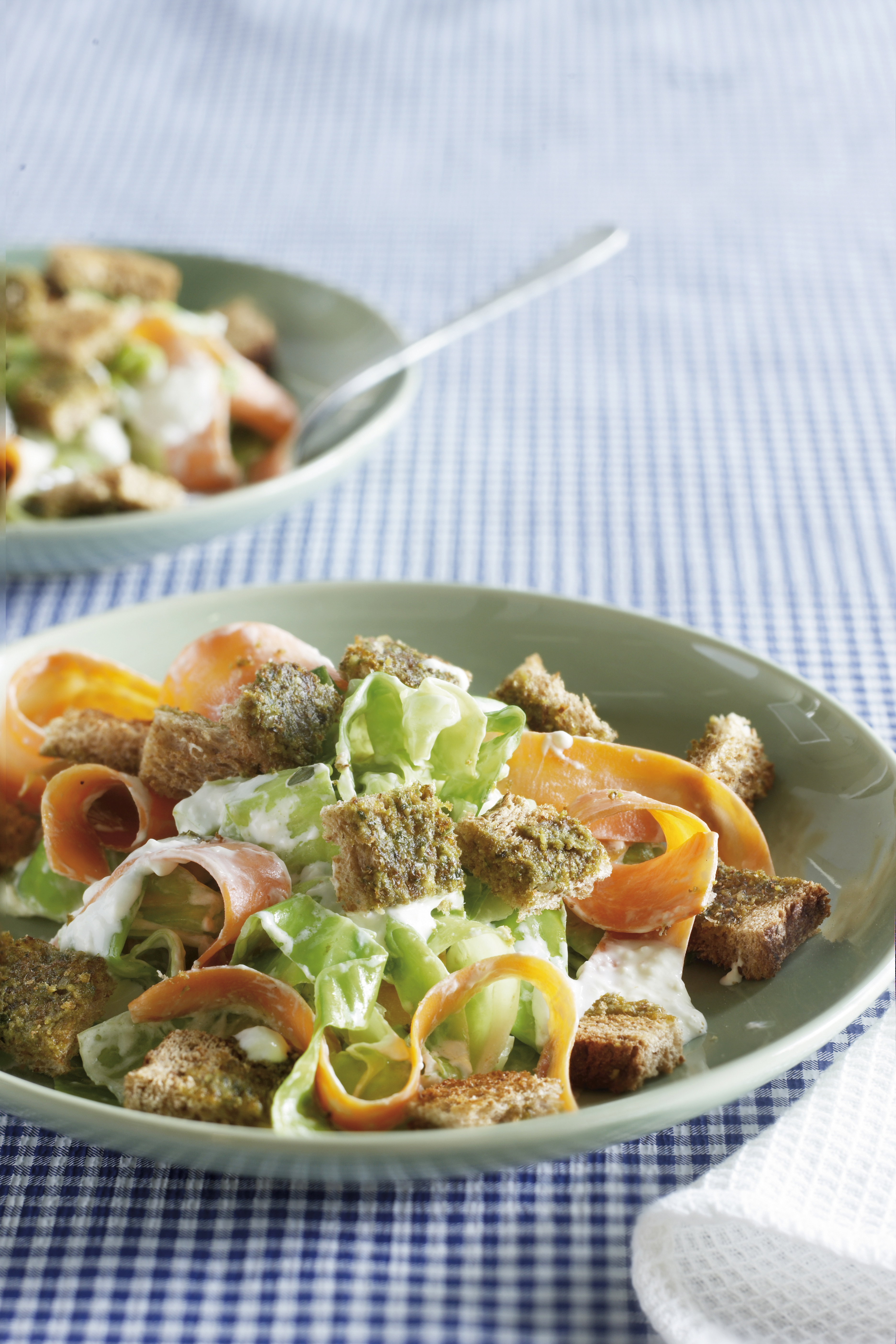 Wortel en spitskool met kruidencroutons