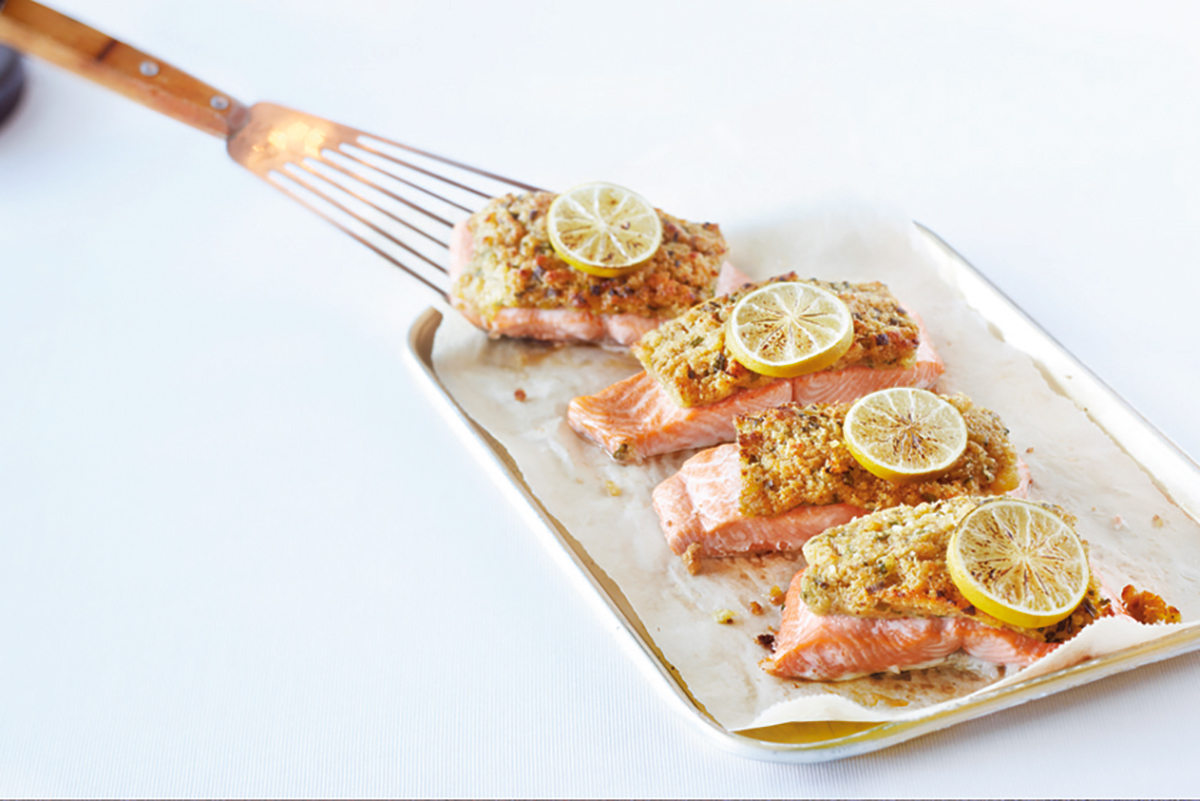 Zalm met bieslook-mosterdpanade