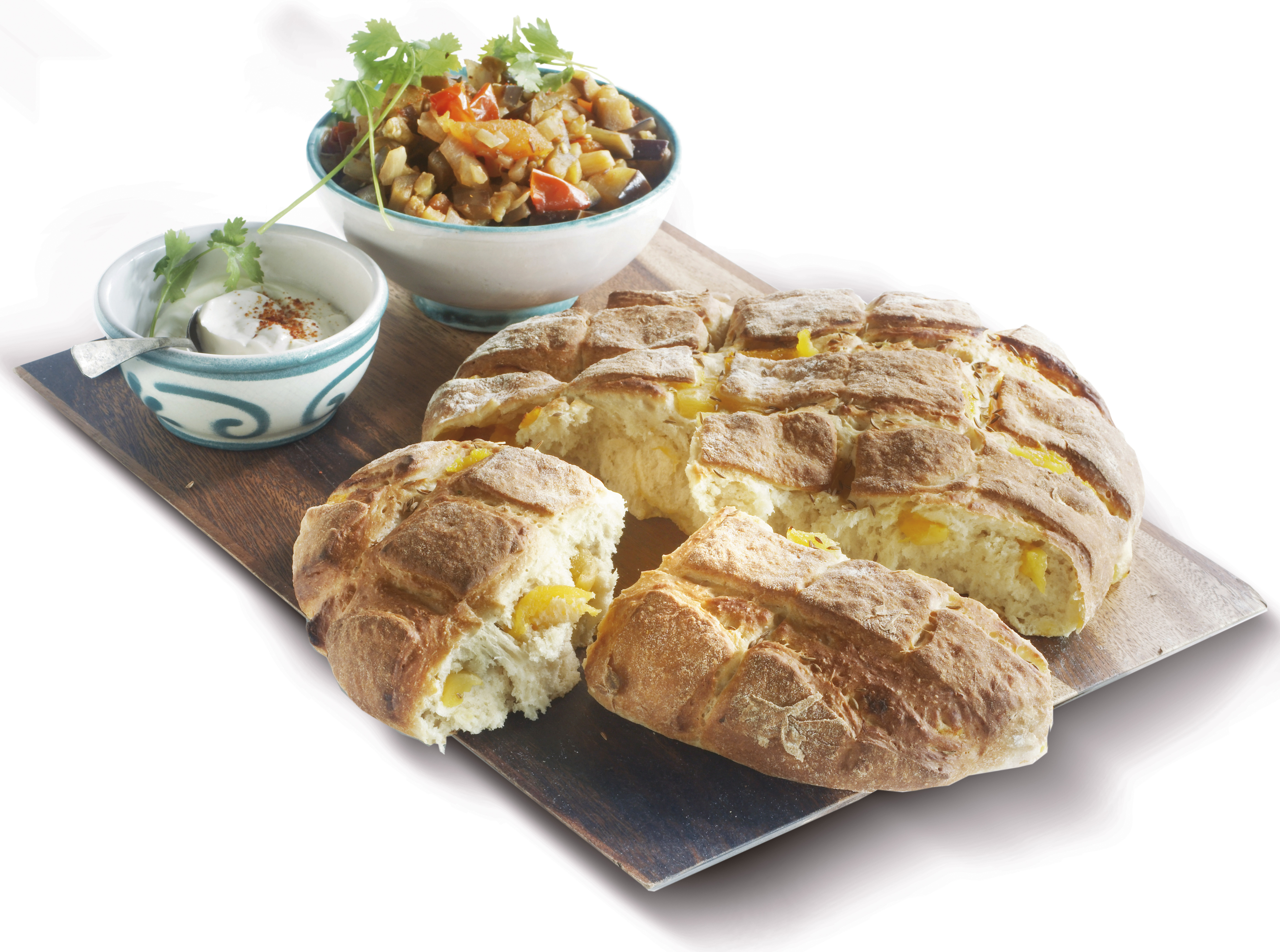 Deelbrood met aubergineschotel