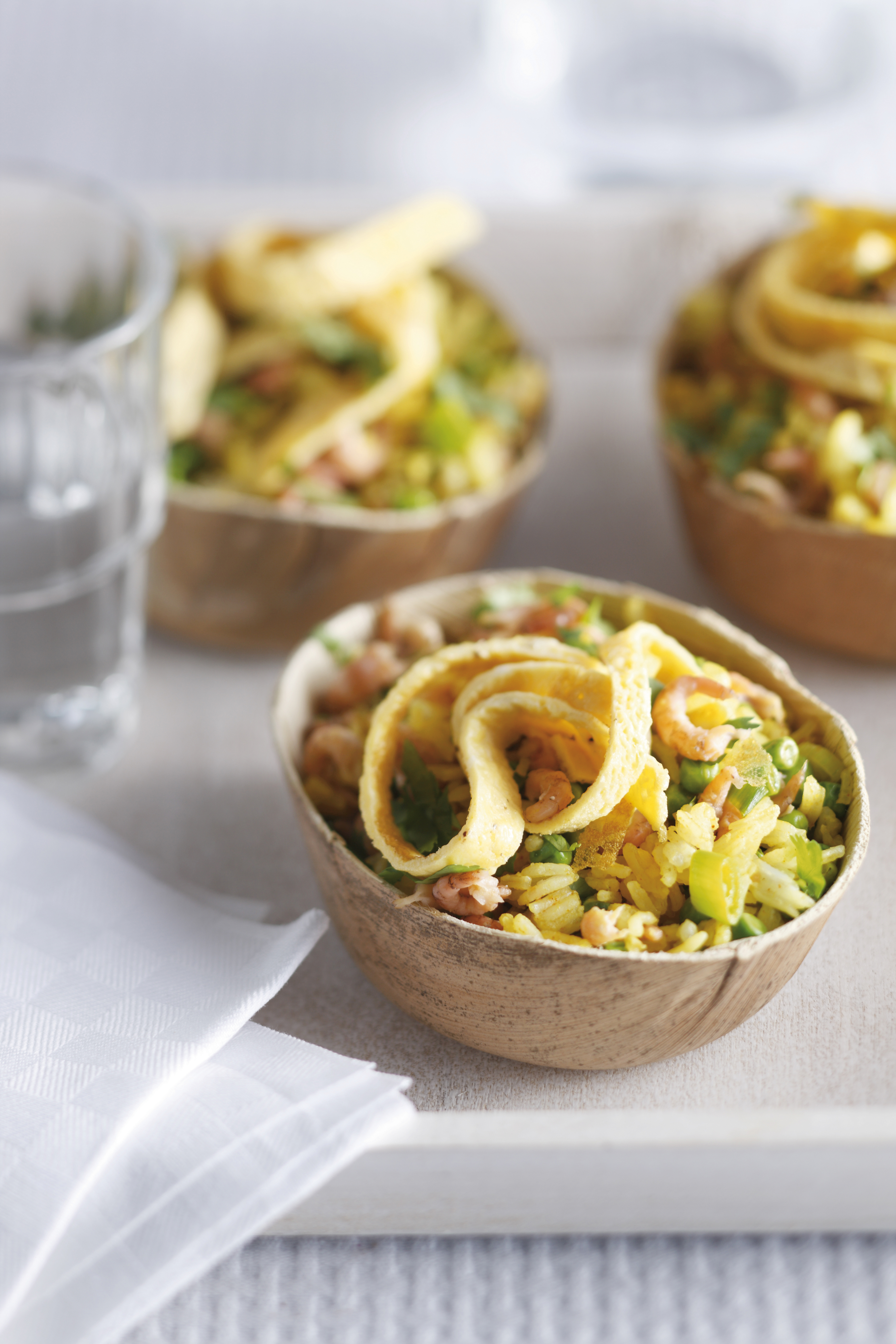 Thaise rijstschotel met garnalen