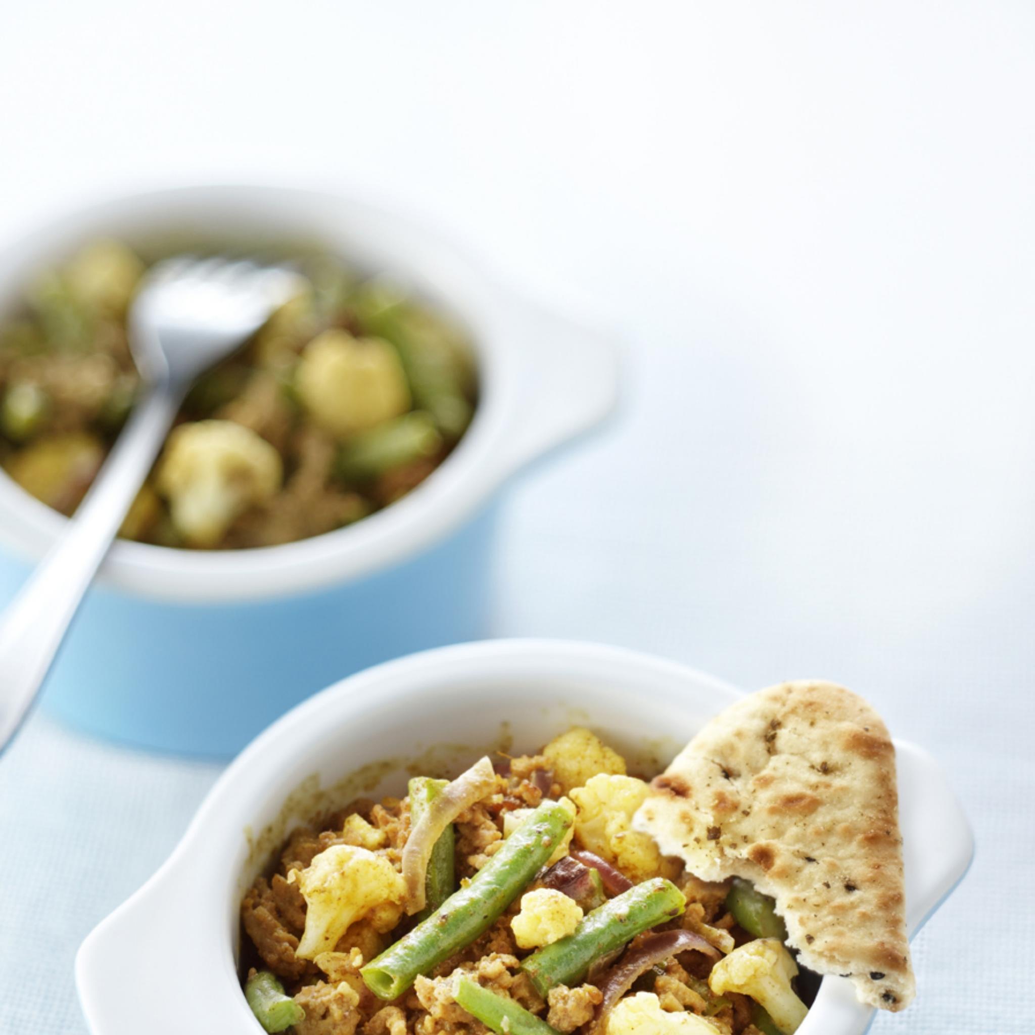 Currygehakt met knapperige groenten