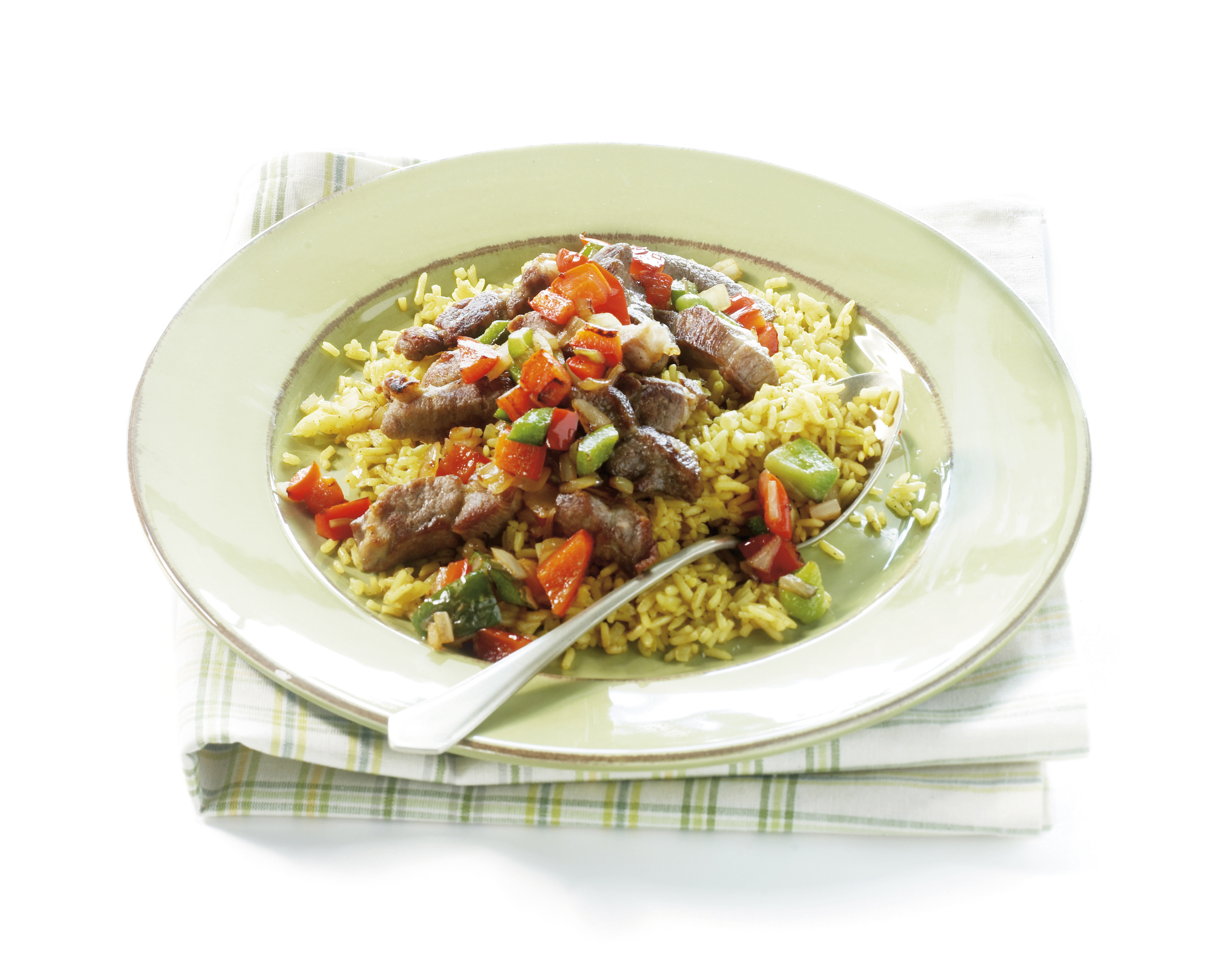 Geroosterde varkenslapjes met kerrierijst