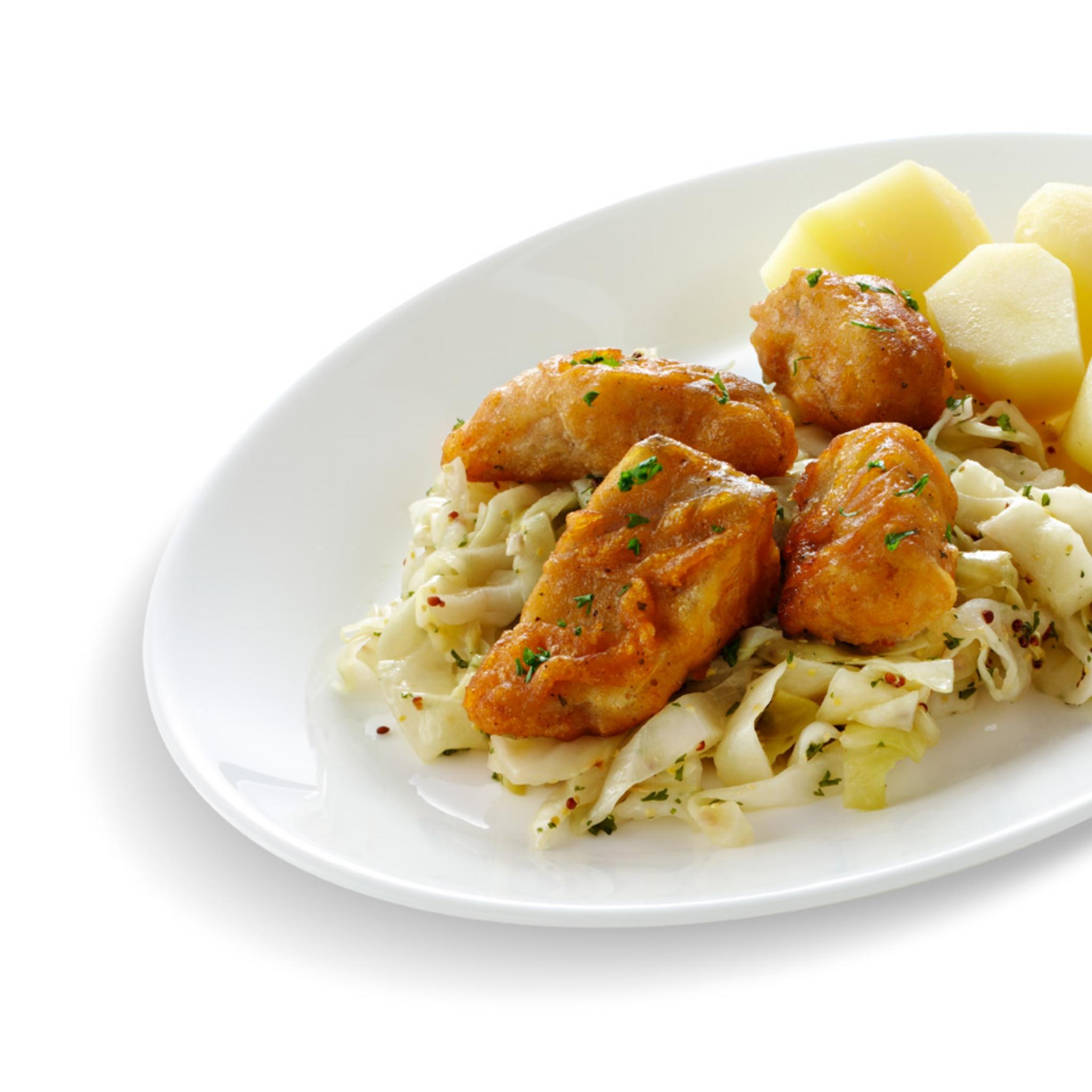 Kibbeling op kool met mosterd