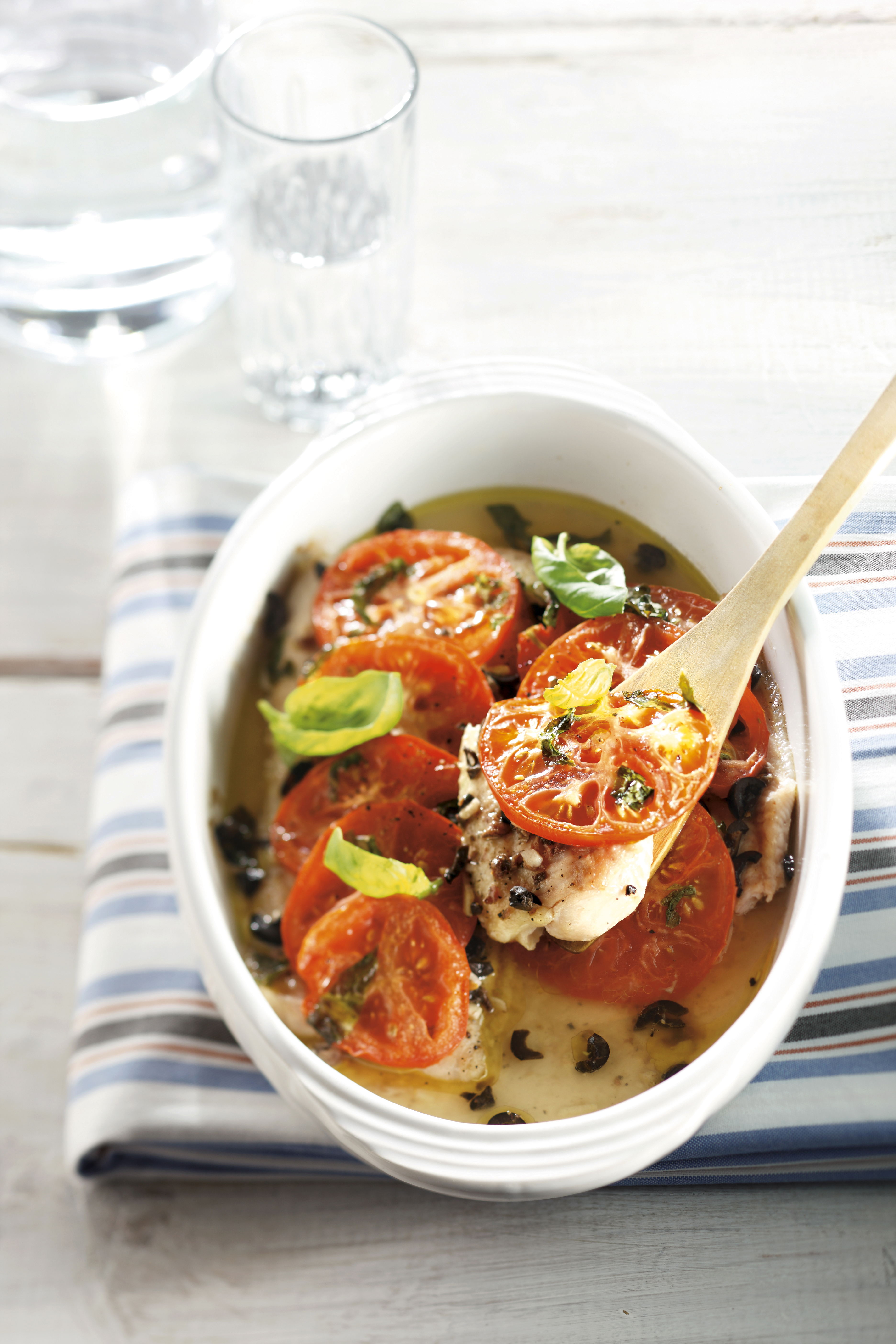 Vis uit de oven met geroosterde tomatentopping