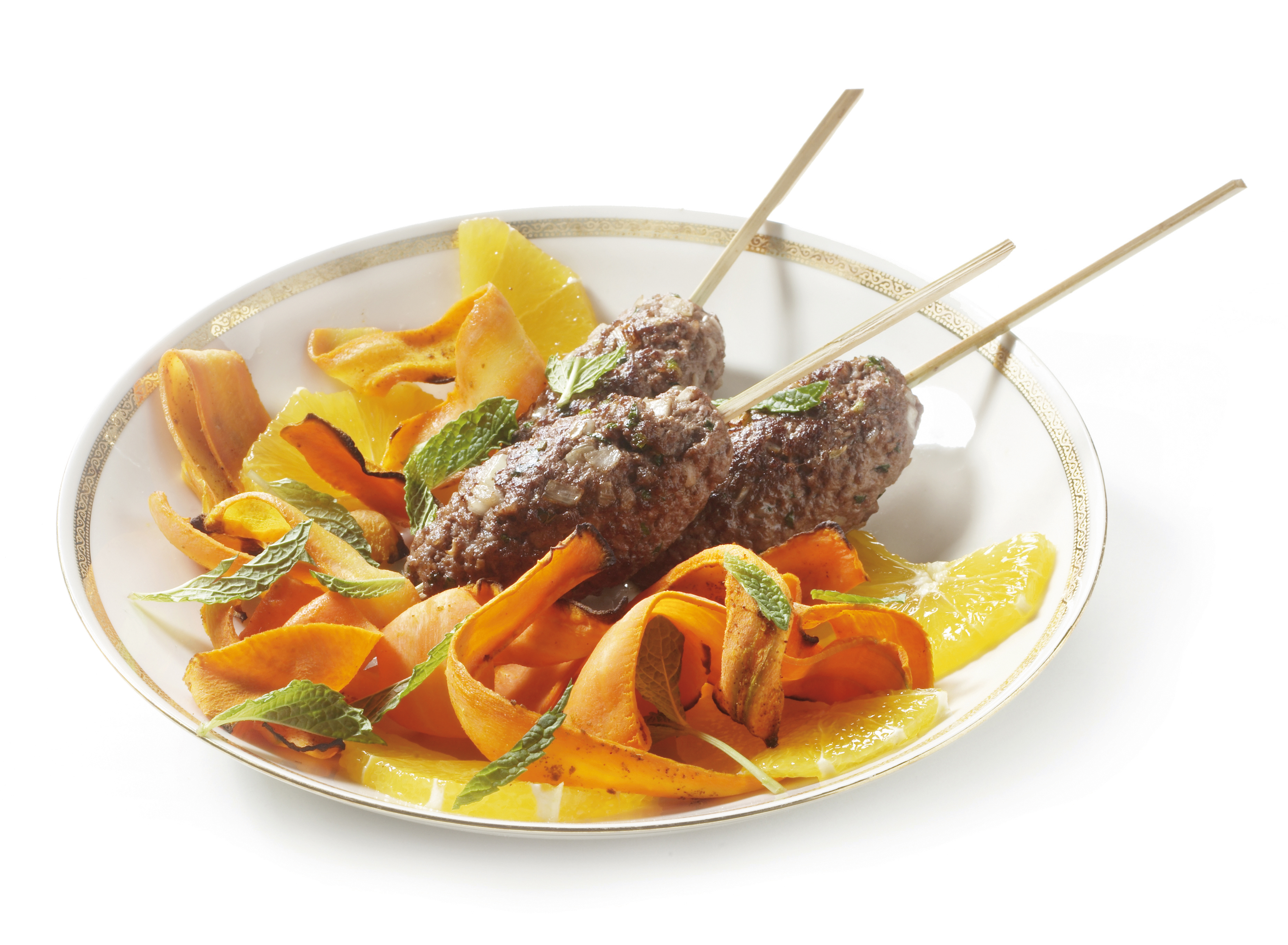Pikante kofta met geroosterde wortelsalade