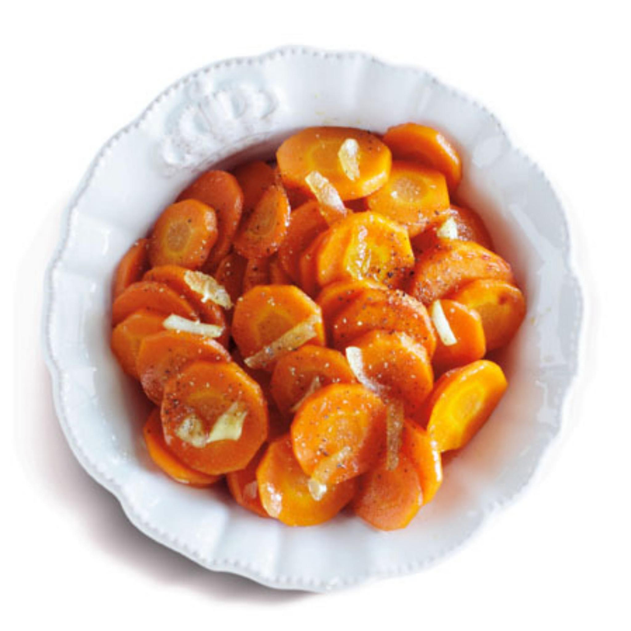 Geglaceerde wortel met gember en knoflook