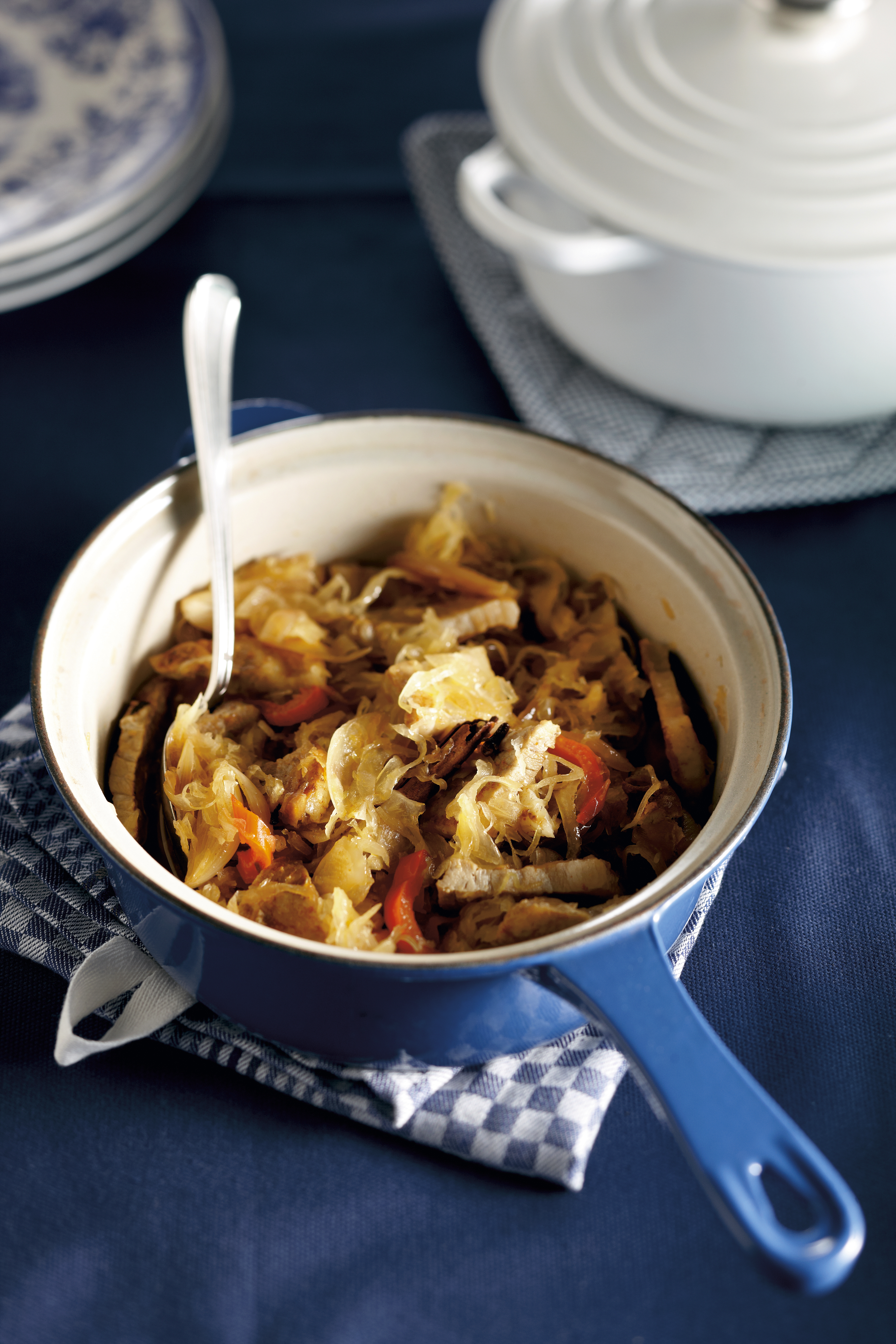 Zuurkoolschotel met sjalotjes