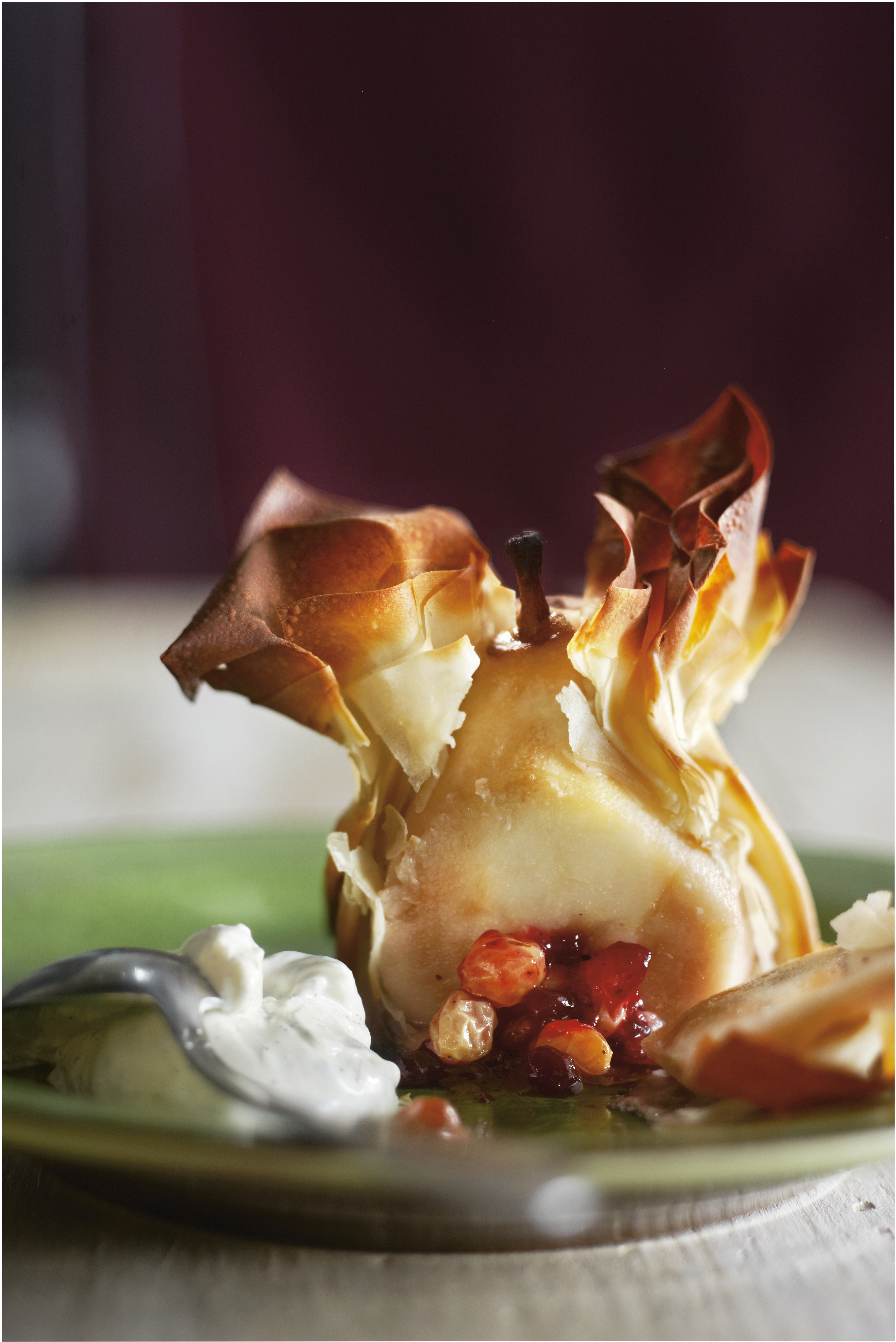 Krokante peren met vanilleroom