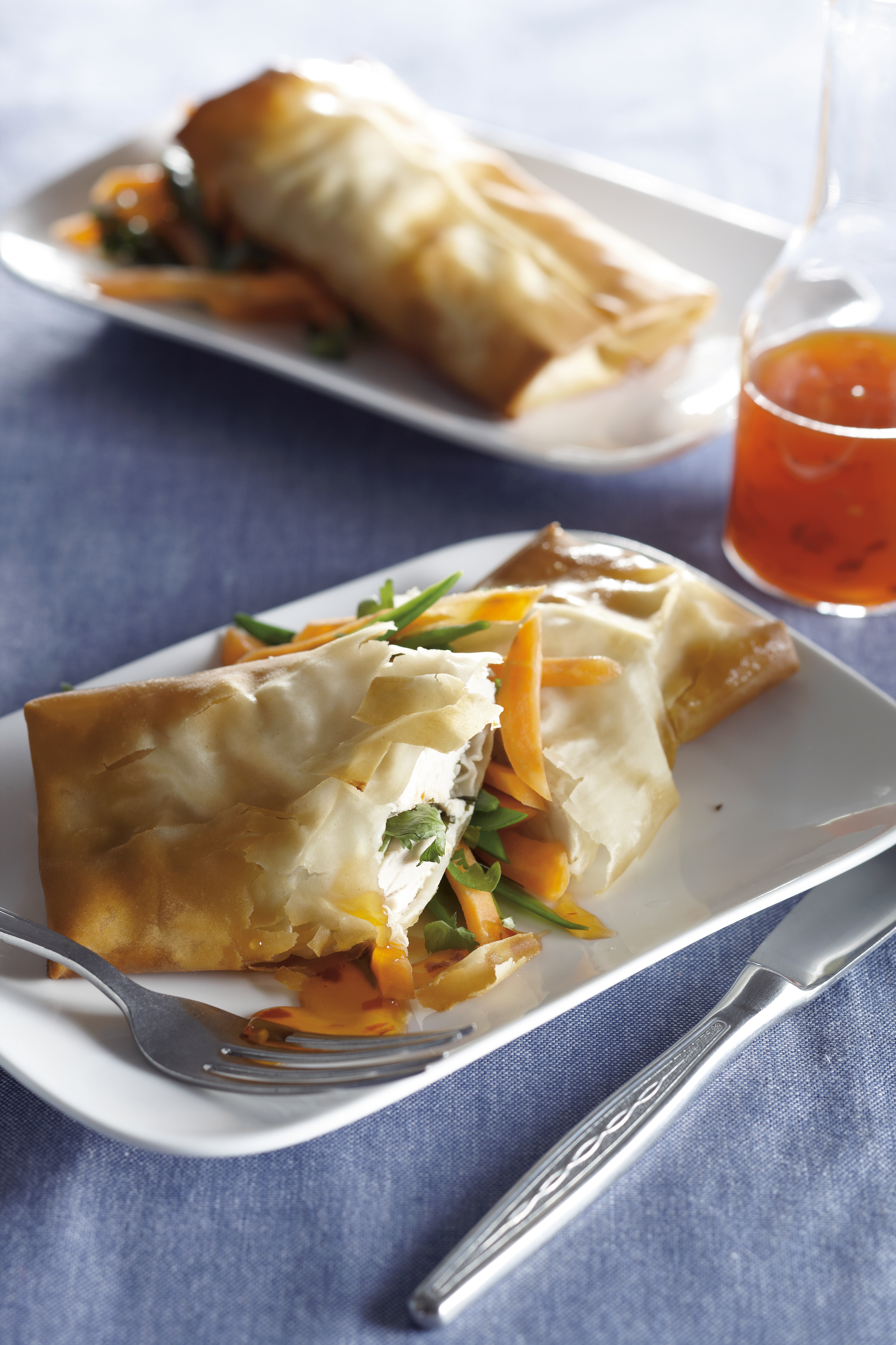 Pakketje van kip in filodeeg