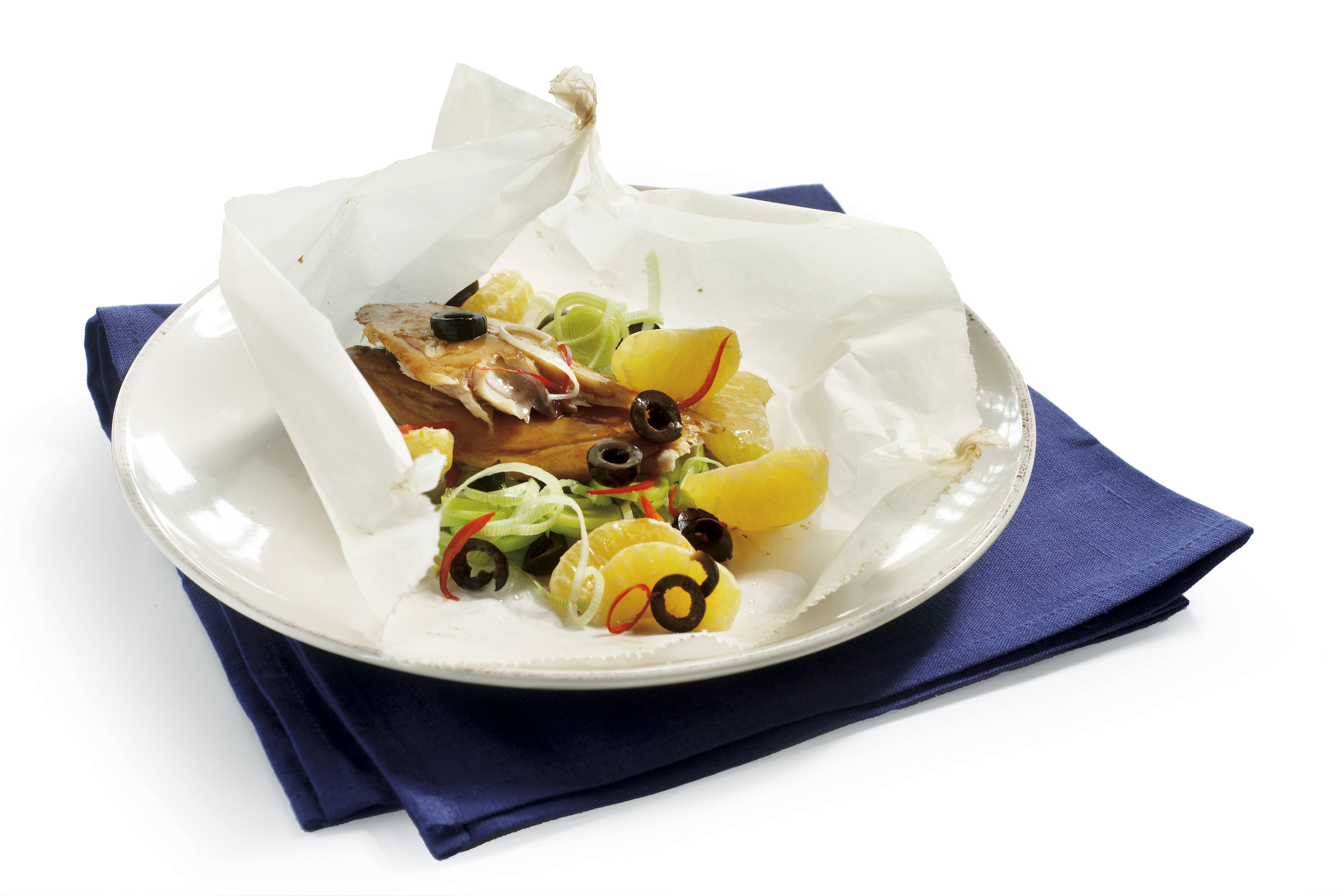 Makreel met prei en peper uit de oven