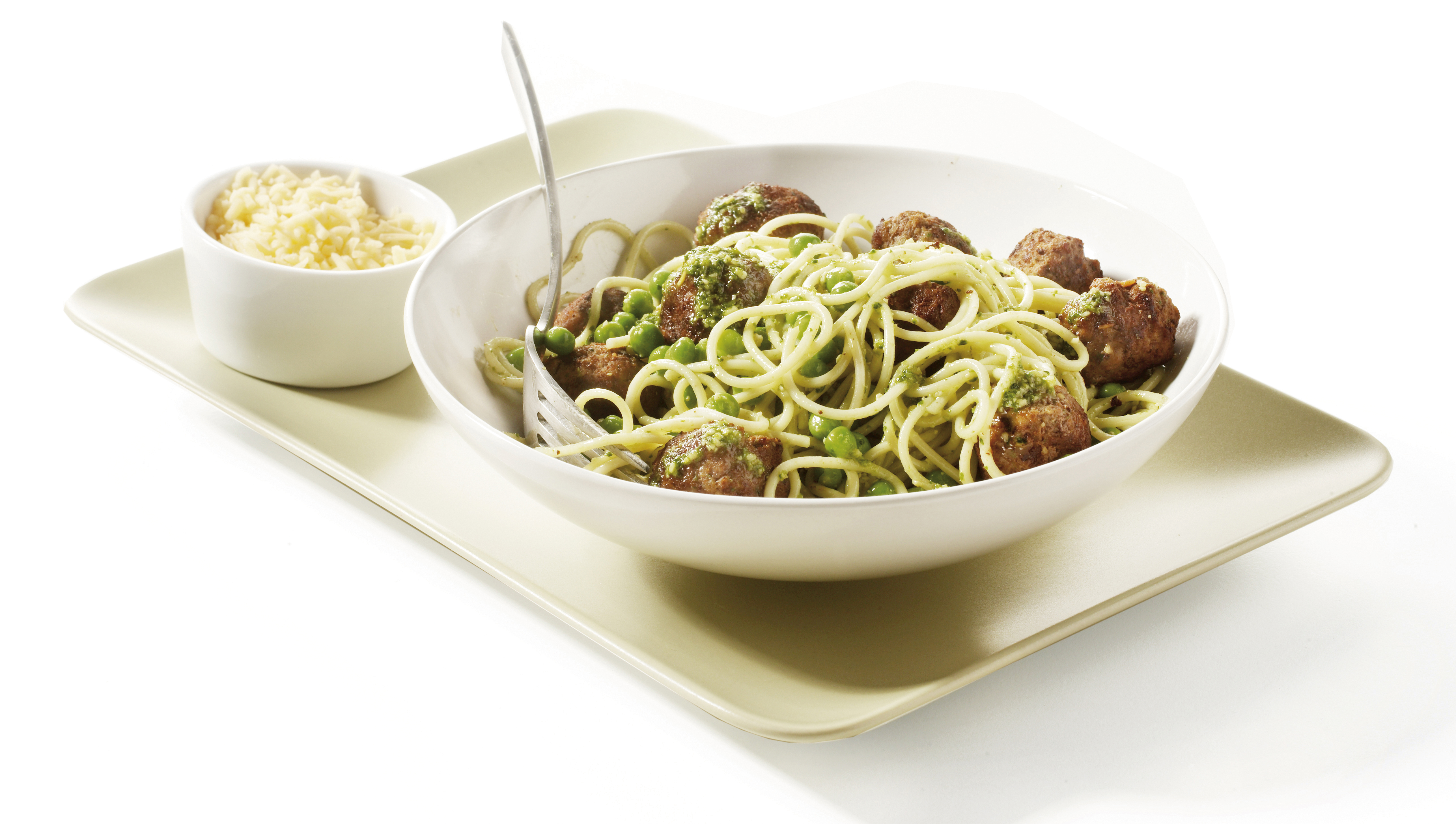 Spaghetti met pestoballetjes