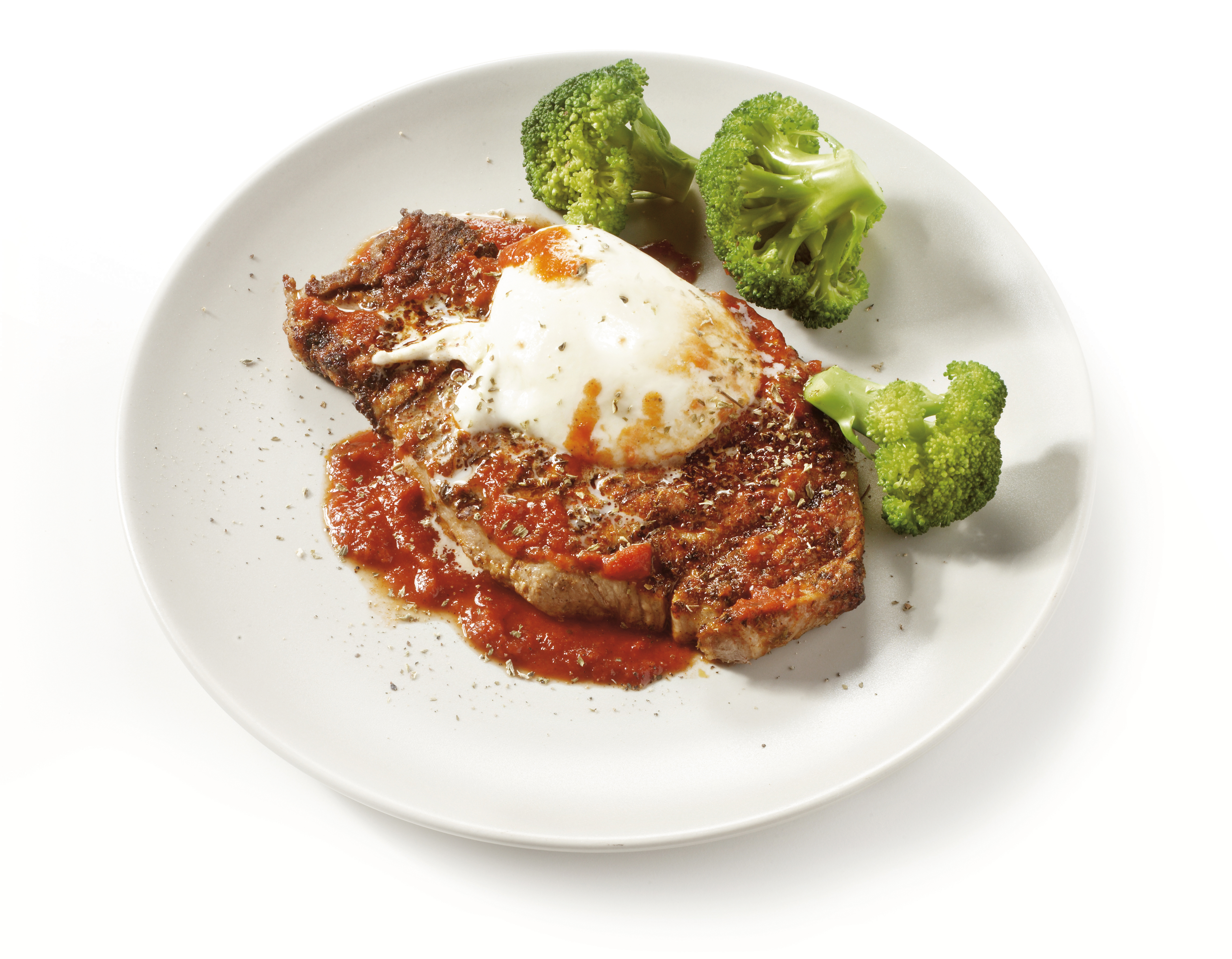 Italiaanse karbonade met tomatensaus en broccoli