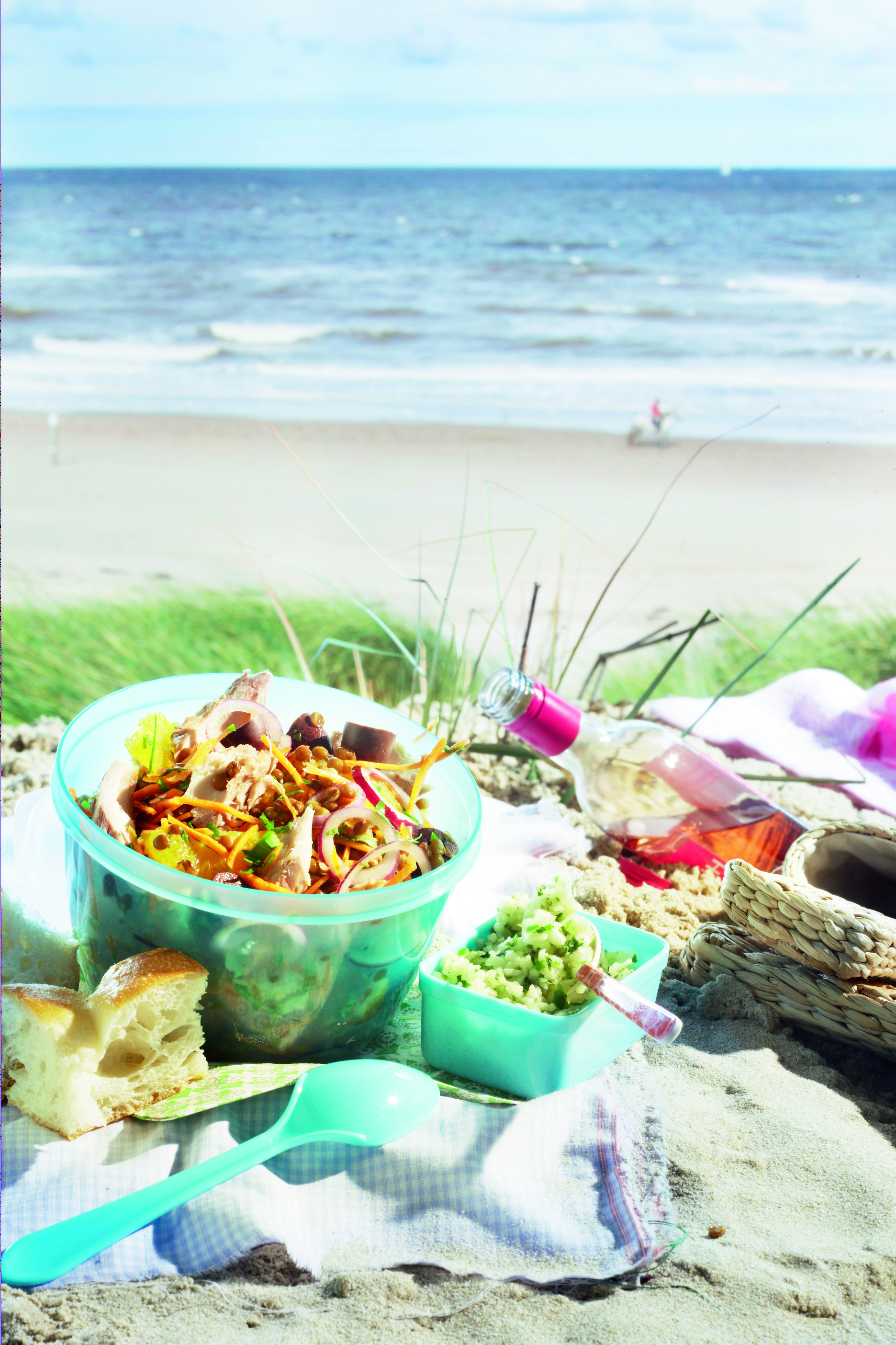 Linzensalade met makreel en muntchutney